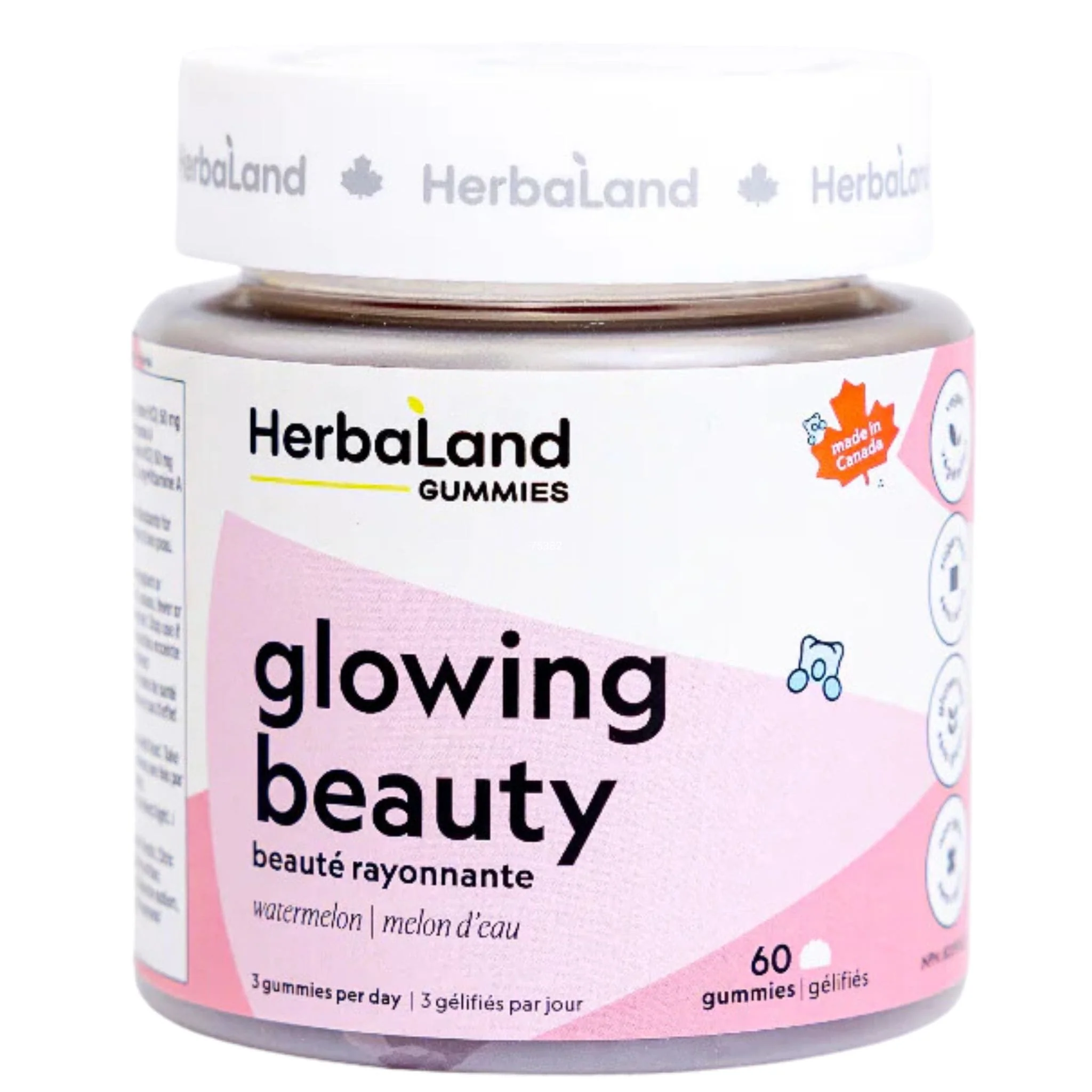 Herbaland Glowing Beauty, Vegan Collagen Booster for Healthy Skin, 60 Gummies
