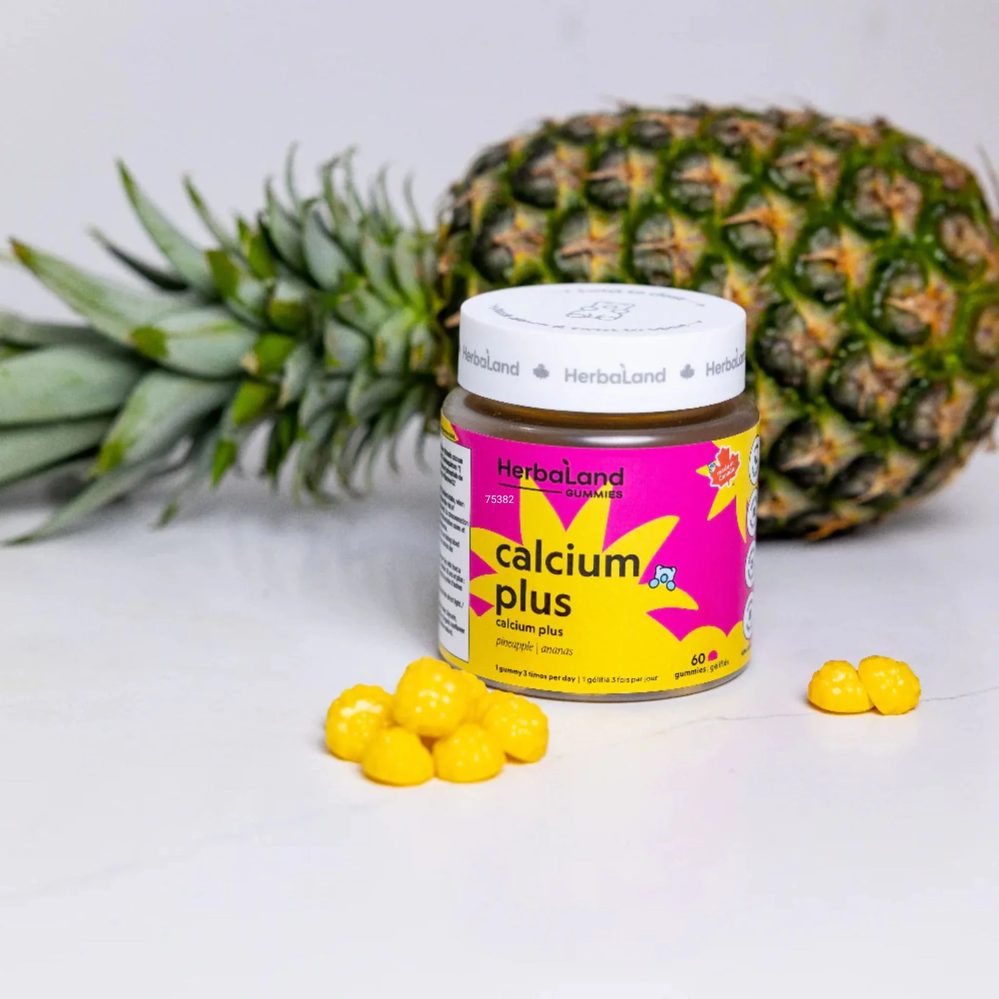 Herbaland Calcium Plus D3 and K2 Gummies, Vegan, Sugar-Free, 60 Gummies - Image 4