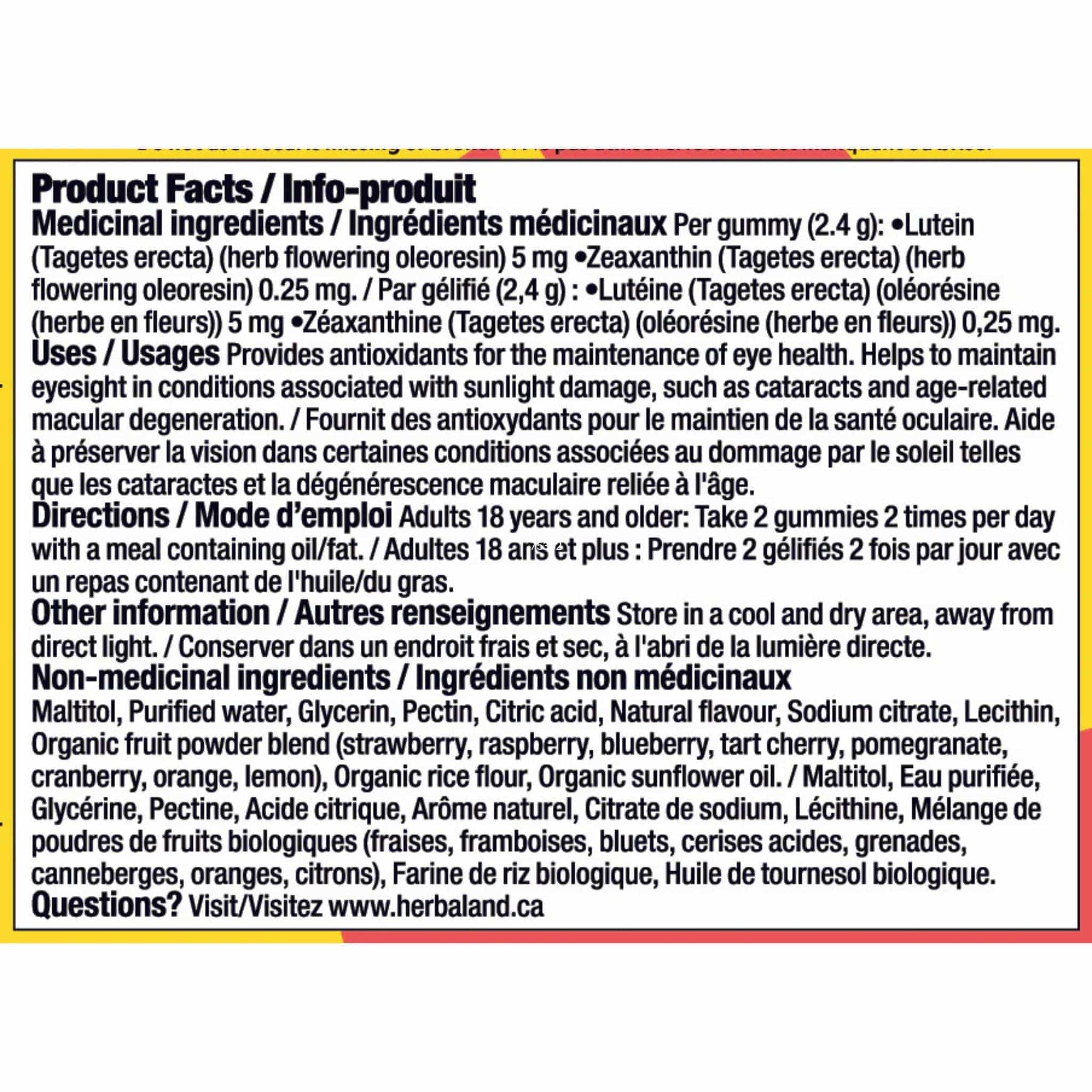 Herbaland Eye Care Gummies with Lutein, Vegan, Sugar-free, 60 Gummies - Image 5