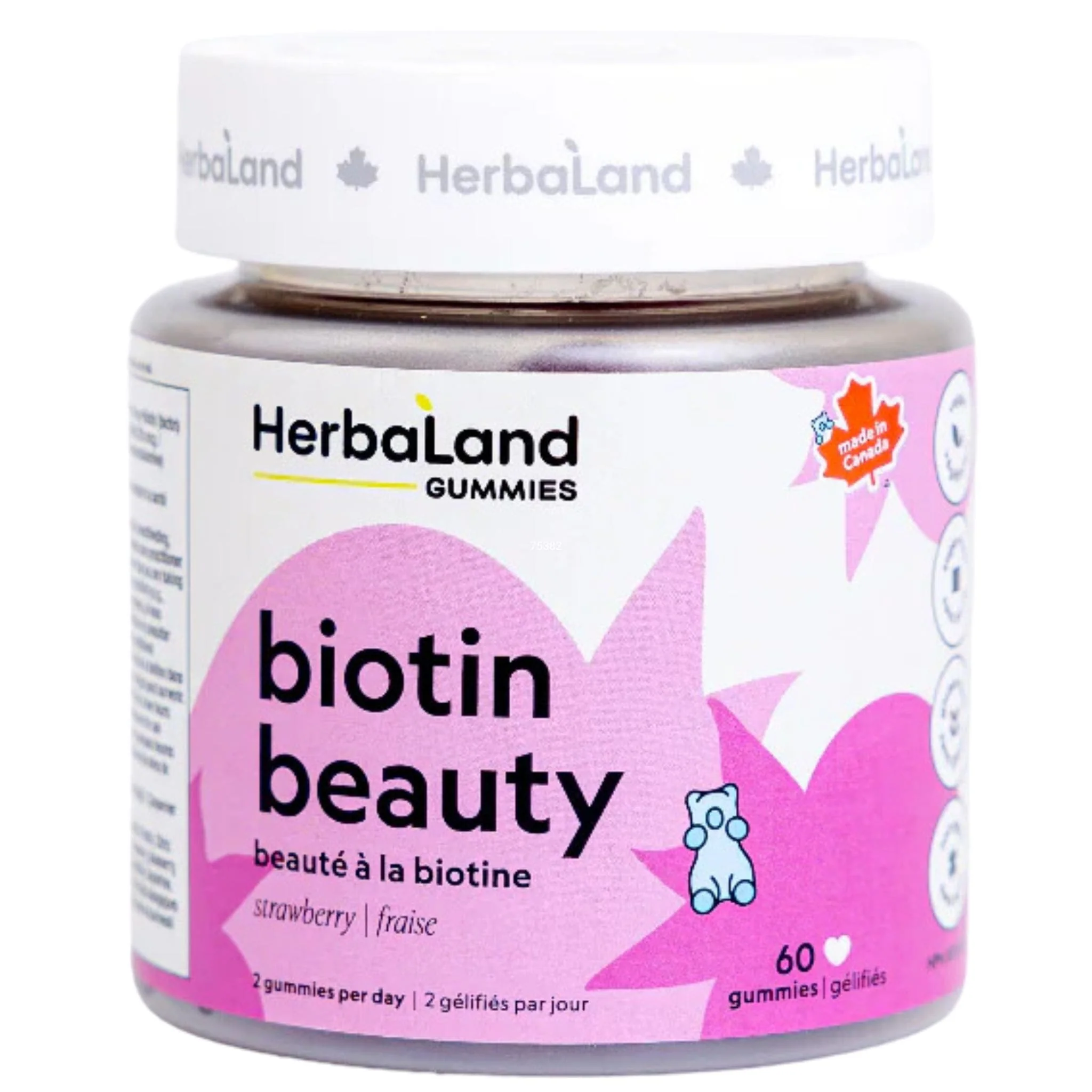 Herbaland Biotin Beauty Gummies, Biotin 2500mcg, 60 Gummies