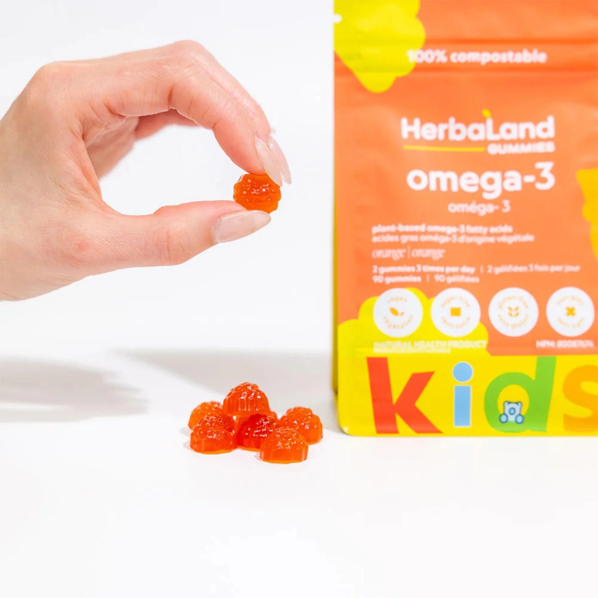 Herbaland Omega 3 Gummies for Kids, Vegan, Sugar-Free, Gluten-Free, 90 Gummies - Image 4