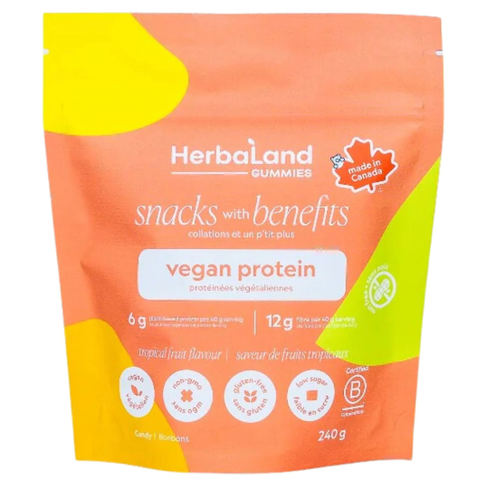 Herbaland Vegan Protein Gummies, 6g Protein and 12g Fibre Per Serving, 240g - Image 4