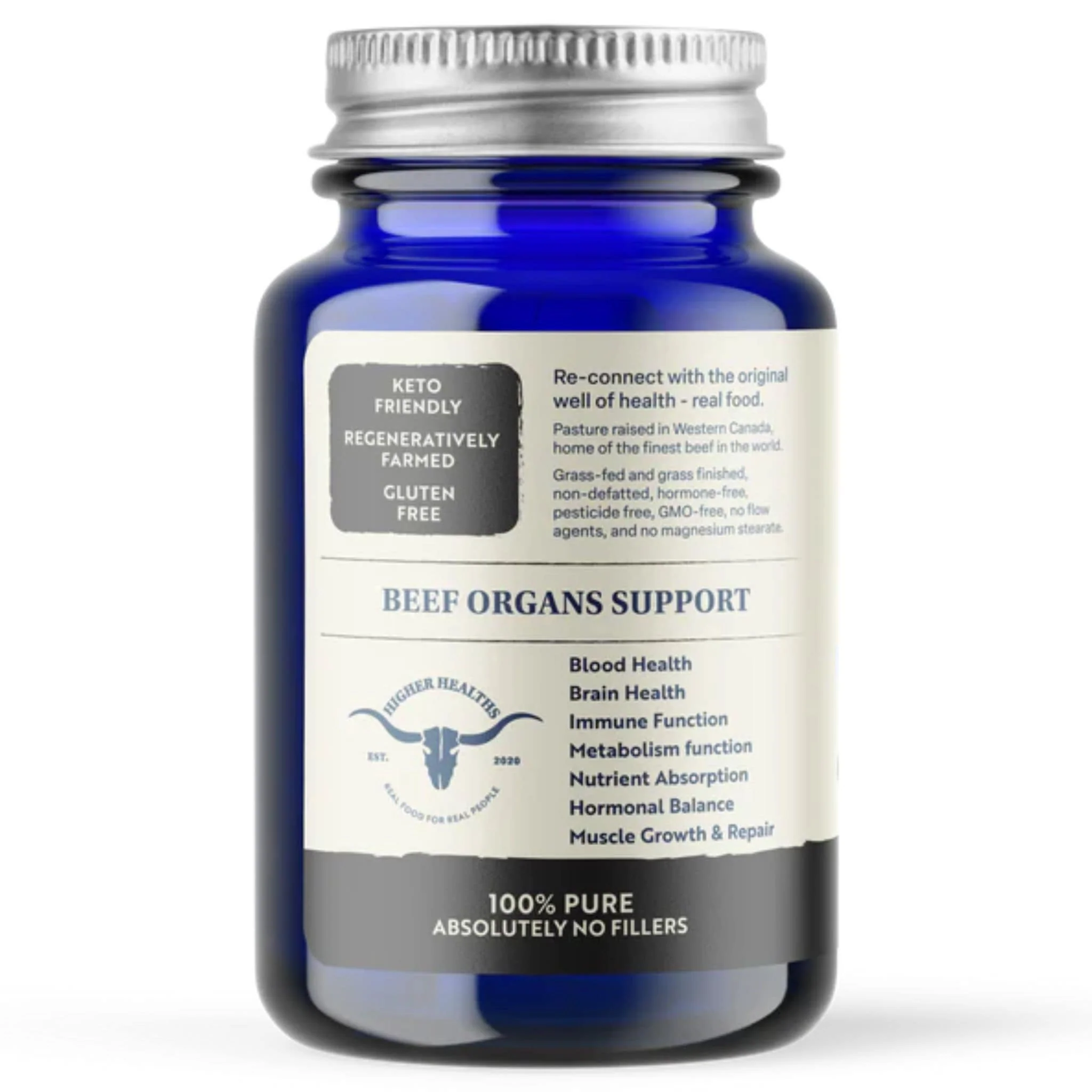 Higher Healths Grass-Fed Beef Organs 500mg, 180 Capsules - Image 3