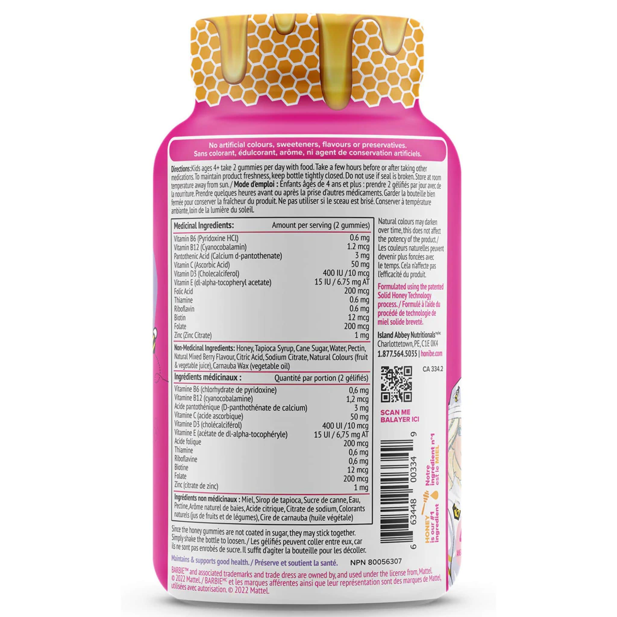 Honibe Barbie Kids Mullti, Immune Boost with Vitamin C, Zinc & Vitamin D, 60 Gummies - Image 2
