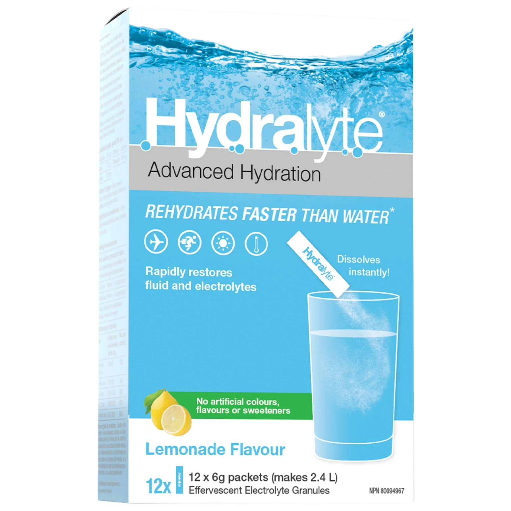 HydraLyte Effervescent Electrolyte Granules, All Natural Electrolyte Powder, Rapidly Restores Fluid and Electrolytes, Pack of 12 - Image 2