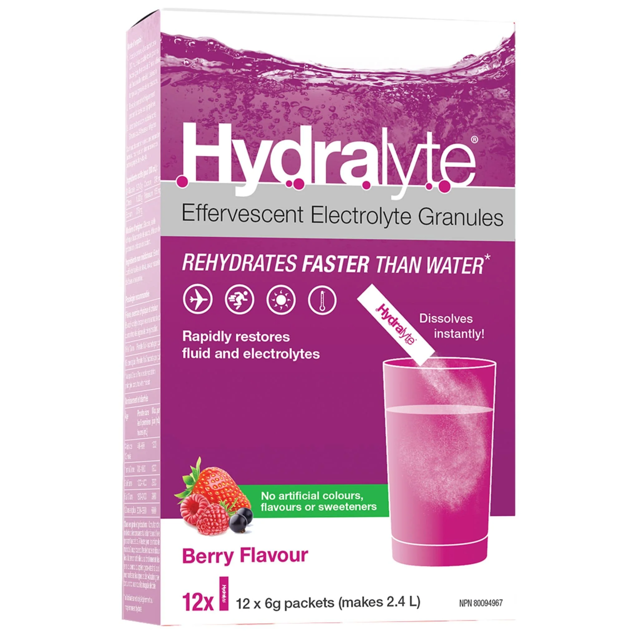 HydraLyte Effervescent Electrolyte Granules, All Natural Electrolyte Powder, Rapidly Restores Fluid and Electrolytes, Pack of 12 - Image 3