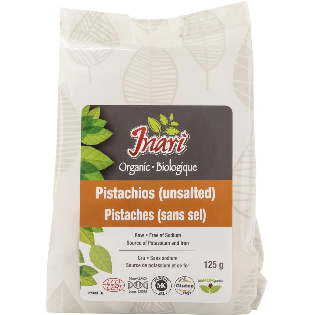 Inari Organic Pistachios Raw, No Salt, 125g