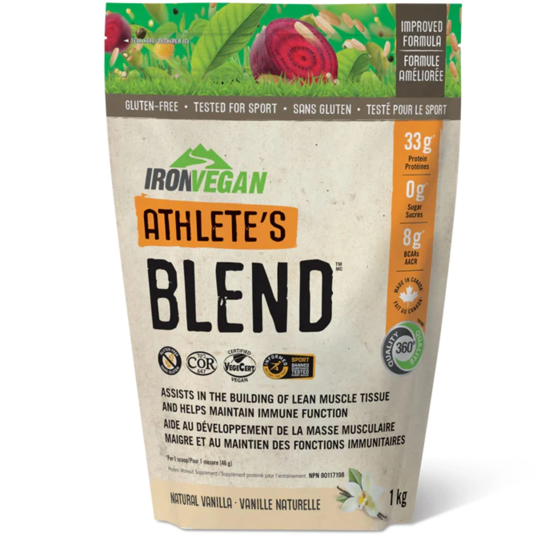 Iron Vegan Athlete's Blend Protein (Organic, Raw, Non-GMO), 1kg (2.2lb) - Image 6