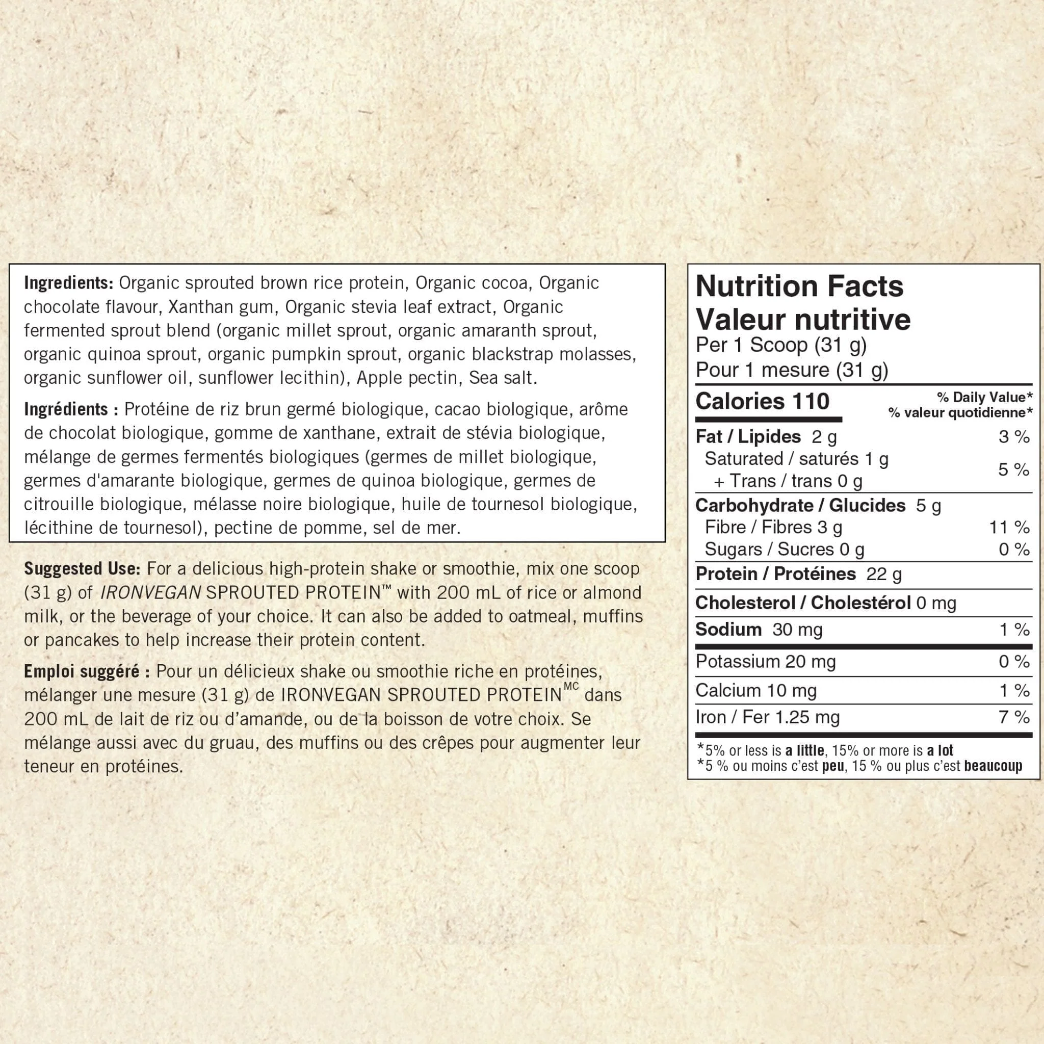 Iron Vegan Sprouted Brown Rice Blend Protein, Certified Organic, Non-GMO, Smooth and Creamy Texture - Image 2