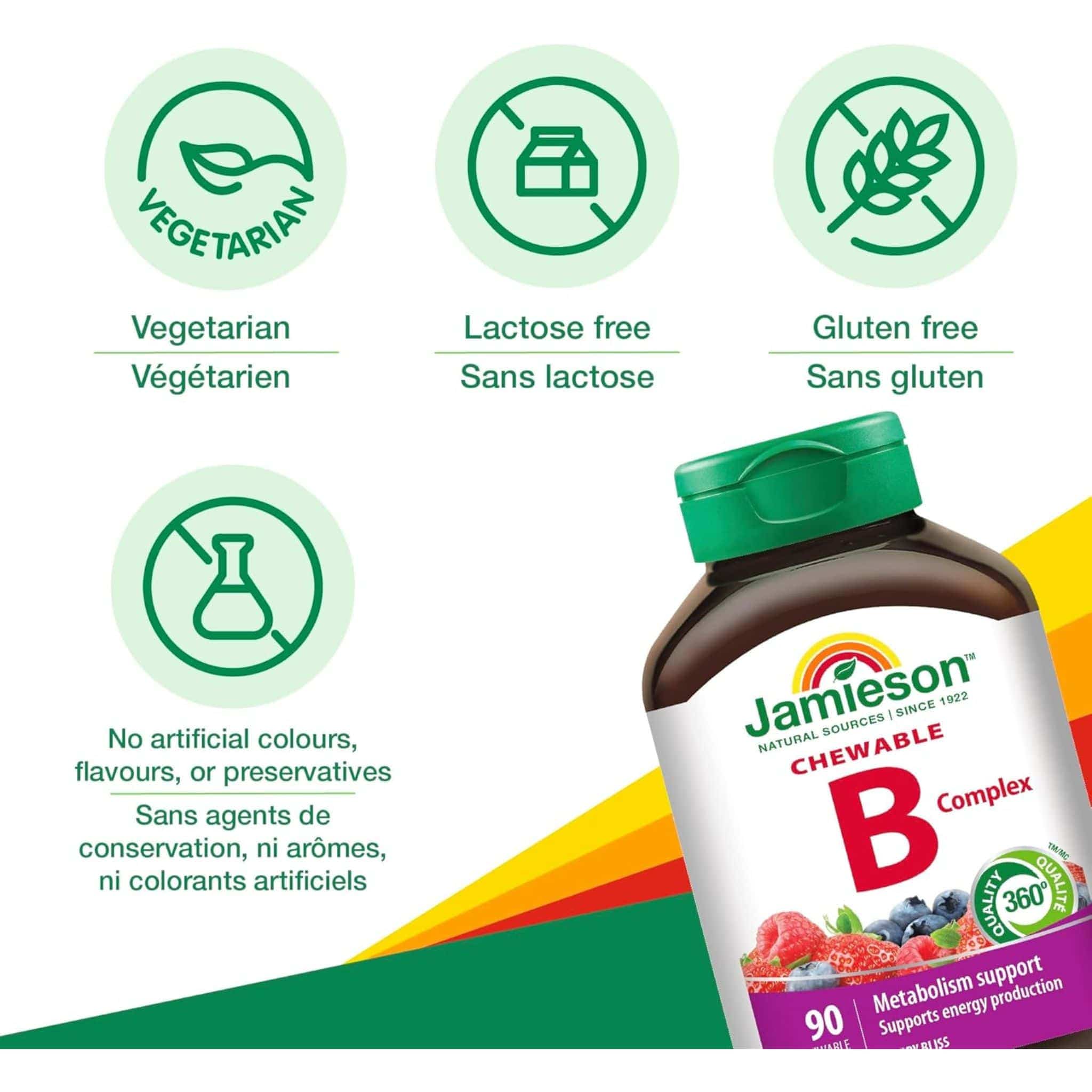 Jamieson Chewable B Complex, Berry Bliss, 90 Chewable Tablets - Image 4