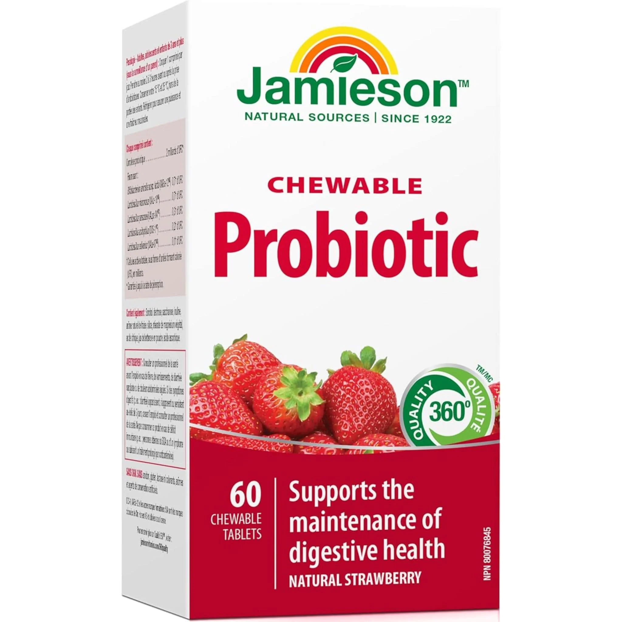 Jamieson Chewable Probiotic, Strawberry Yogurt, 60 Chewable Tablets