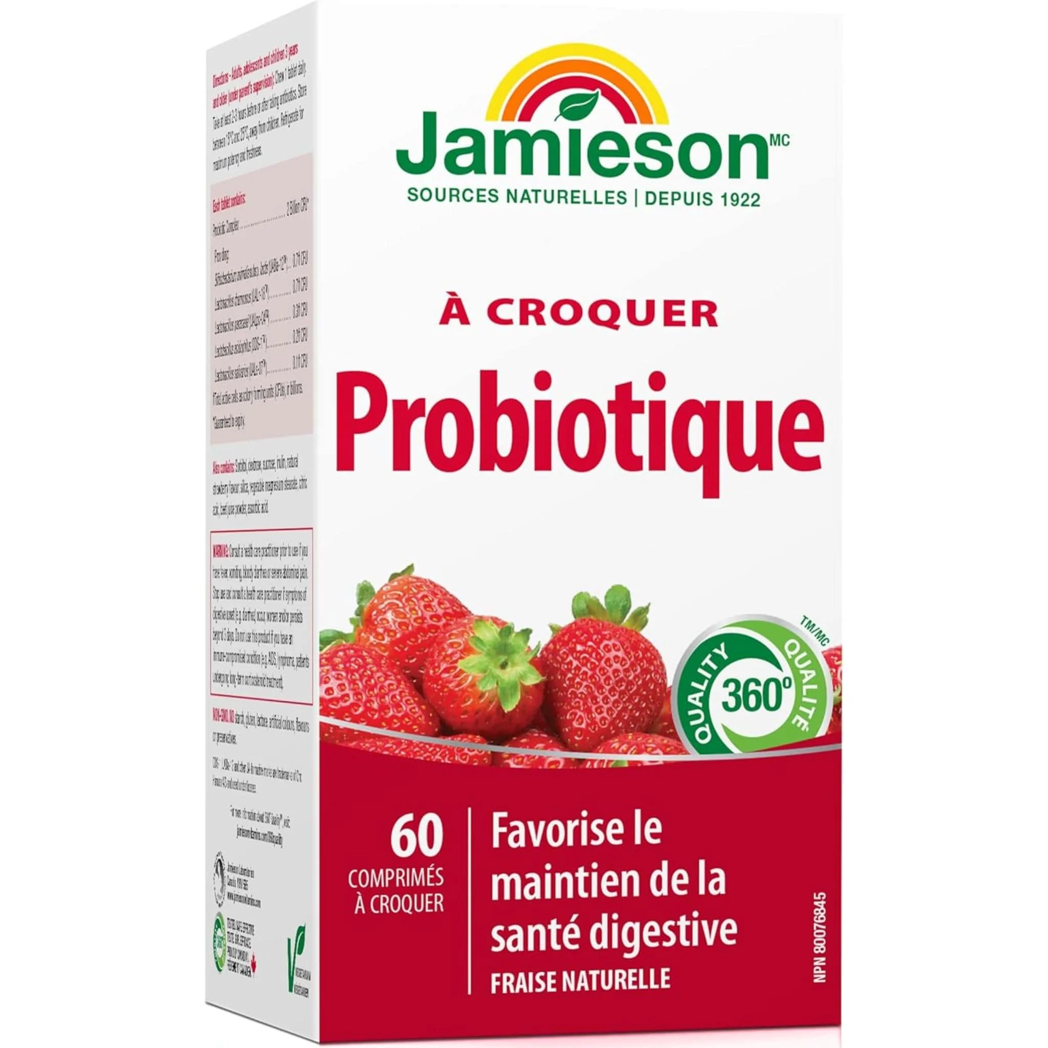 Jamieson Chewable Probiotic, Strawberry Yogurt, 60 Chewable Tablets - Image 2