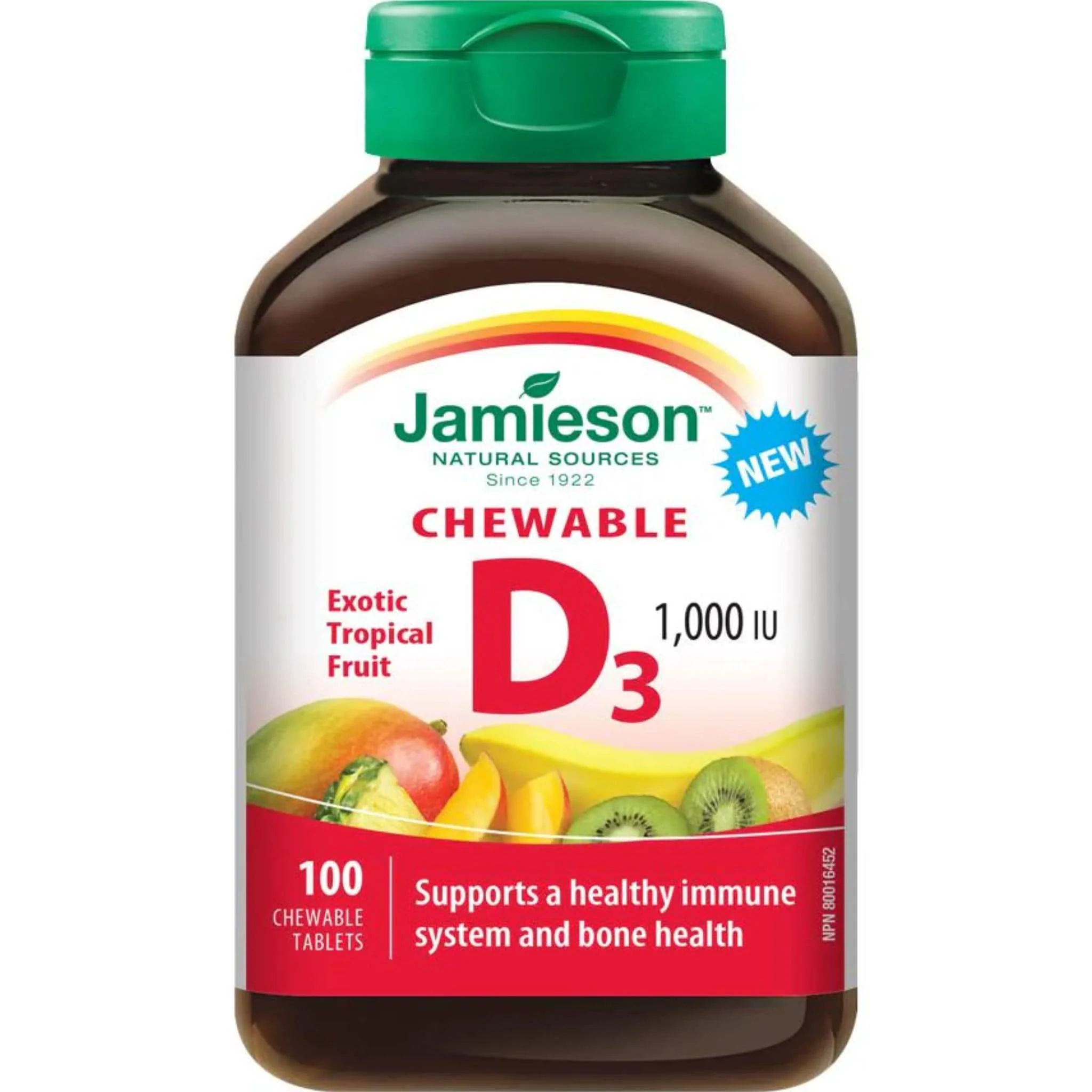 Jamieson Chewable Vitamin D3 1,000IU, 100 Chewable Tablets - Image 3