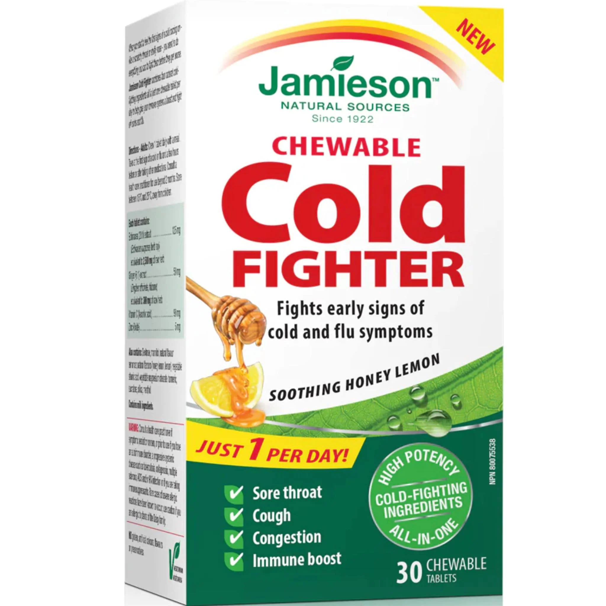 Jamieson Cold Fighter, 30 Honey Lemon Chewables