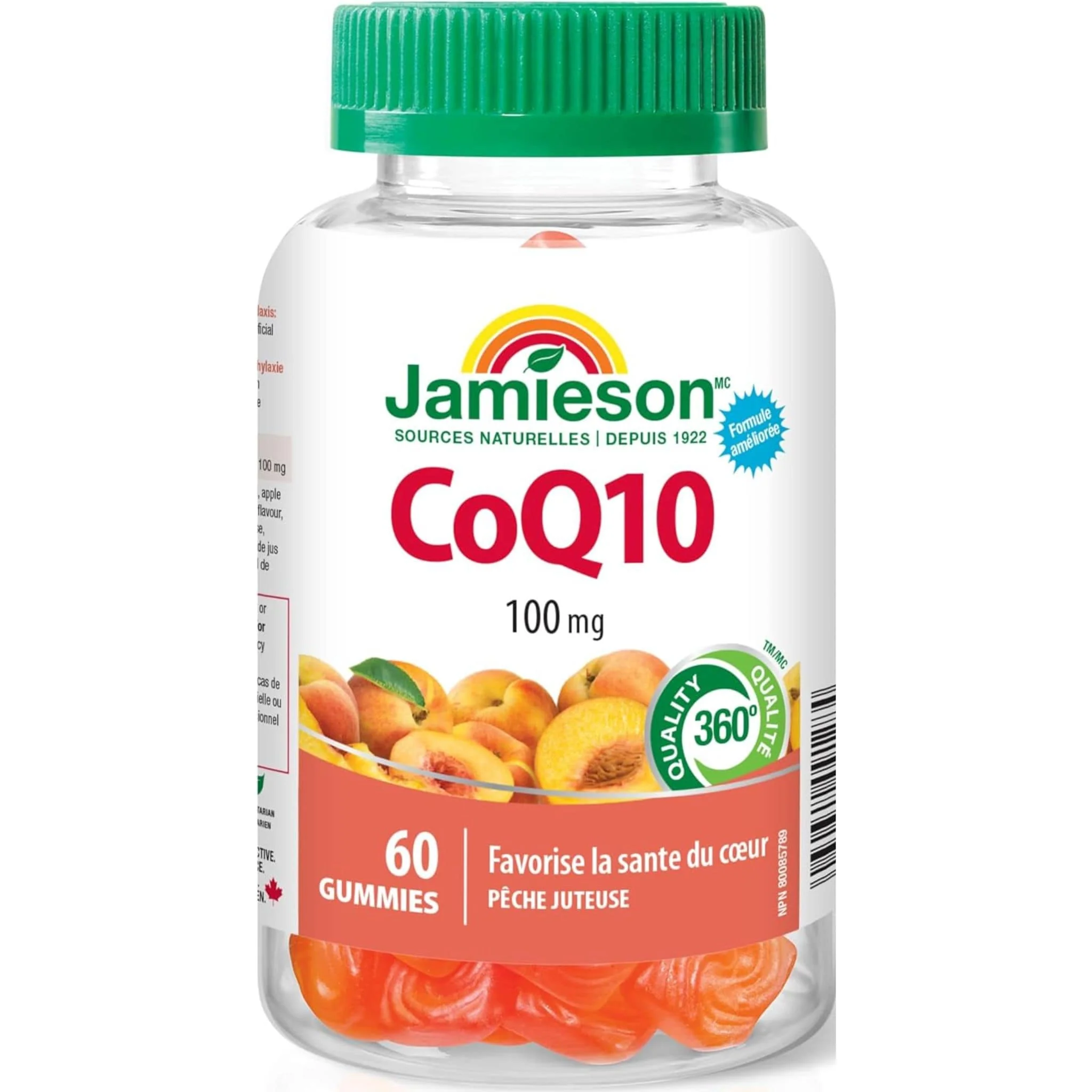 Jamieson CoQ10 100mg Gummies, Juicy Peach, 60 Gummies - Image 2