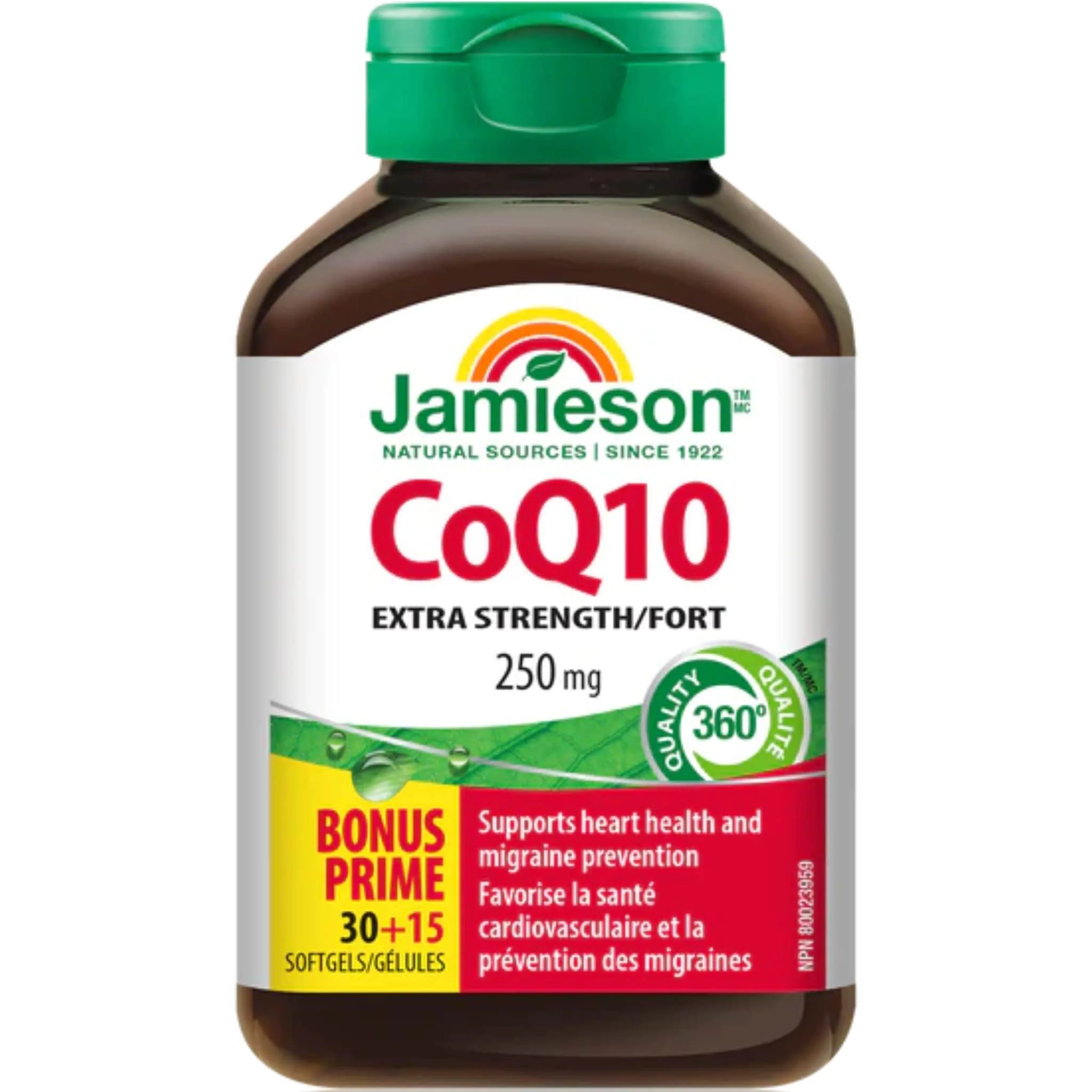 Jamieson CoQ10, High Potency, 250mg, 30+15 Free Softgels