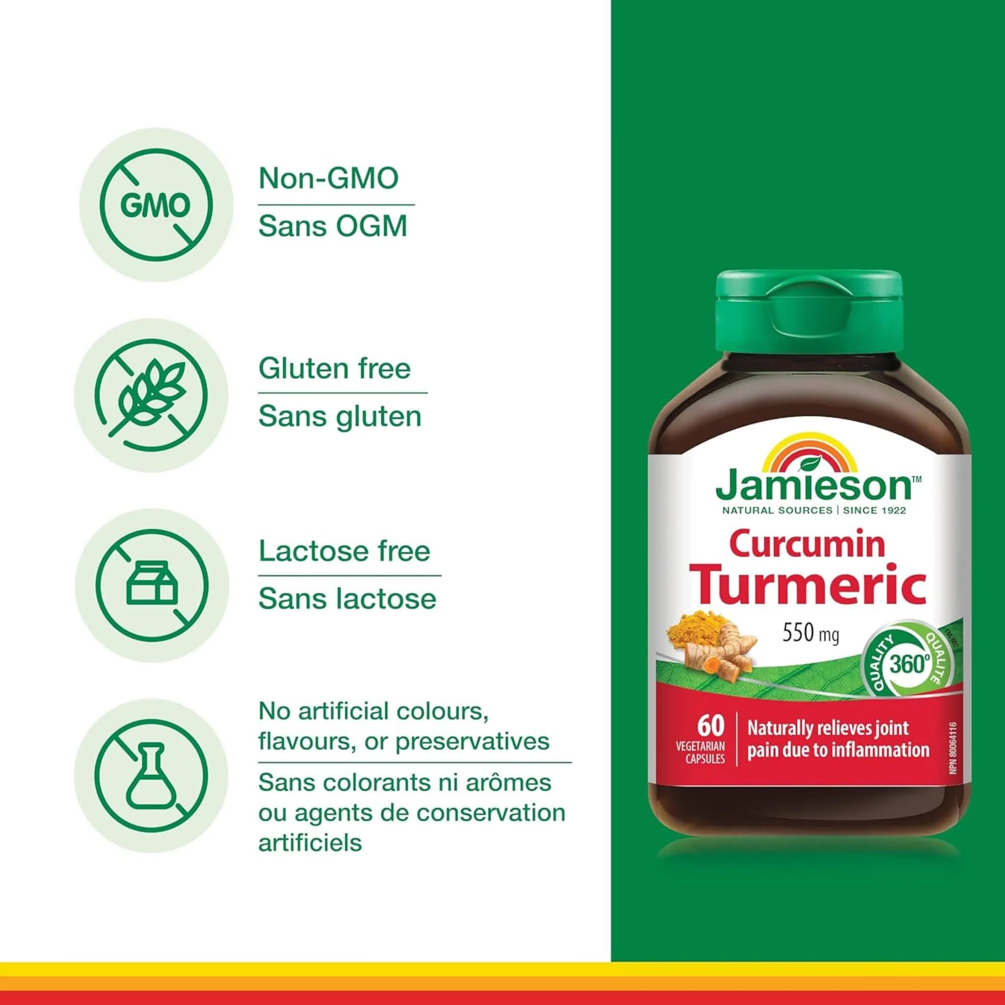 Jamieson Curcumin Turmeric, 550mg, 60 Vegetable Capsules - Image 4