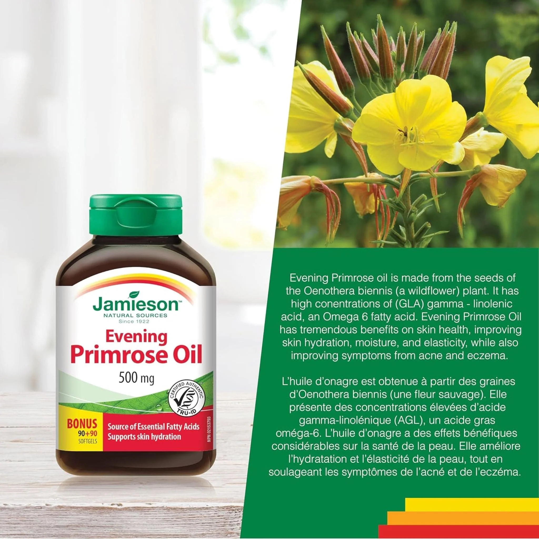 Jamieson Evening Primrose Oil, 500mg, 180 Softgels (90+90 Free) - Image 5