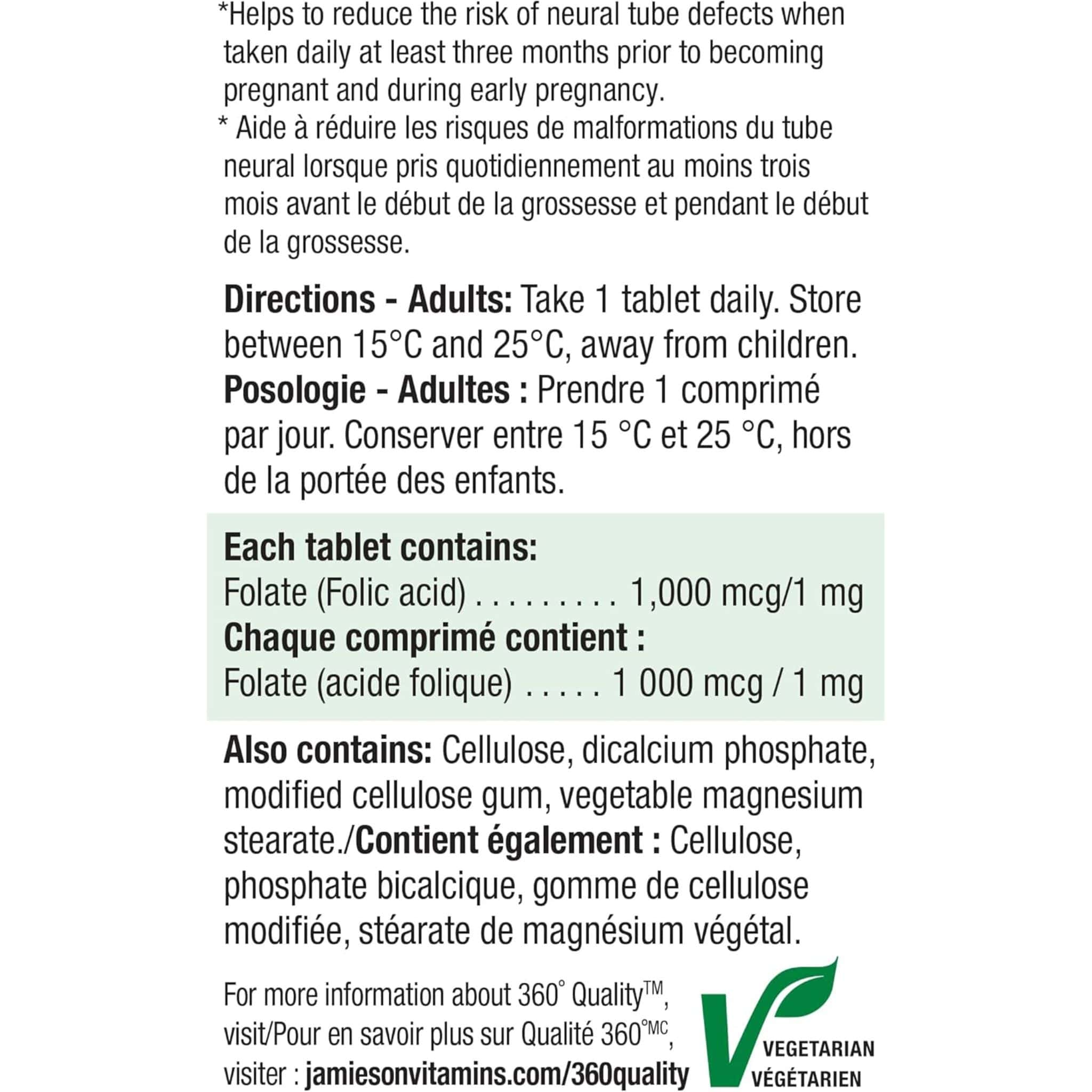 Jamieson Folic Acid, 1000mcg, 100 Tablets - Image 5