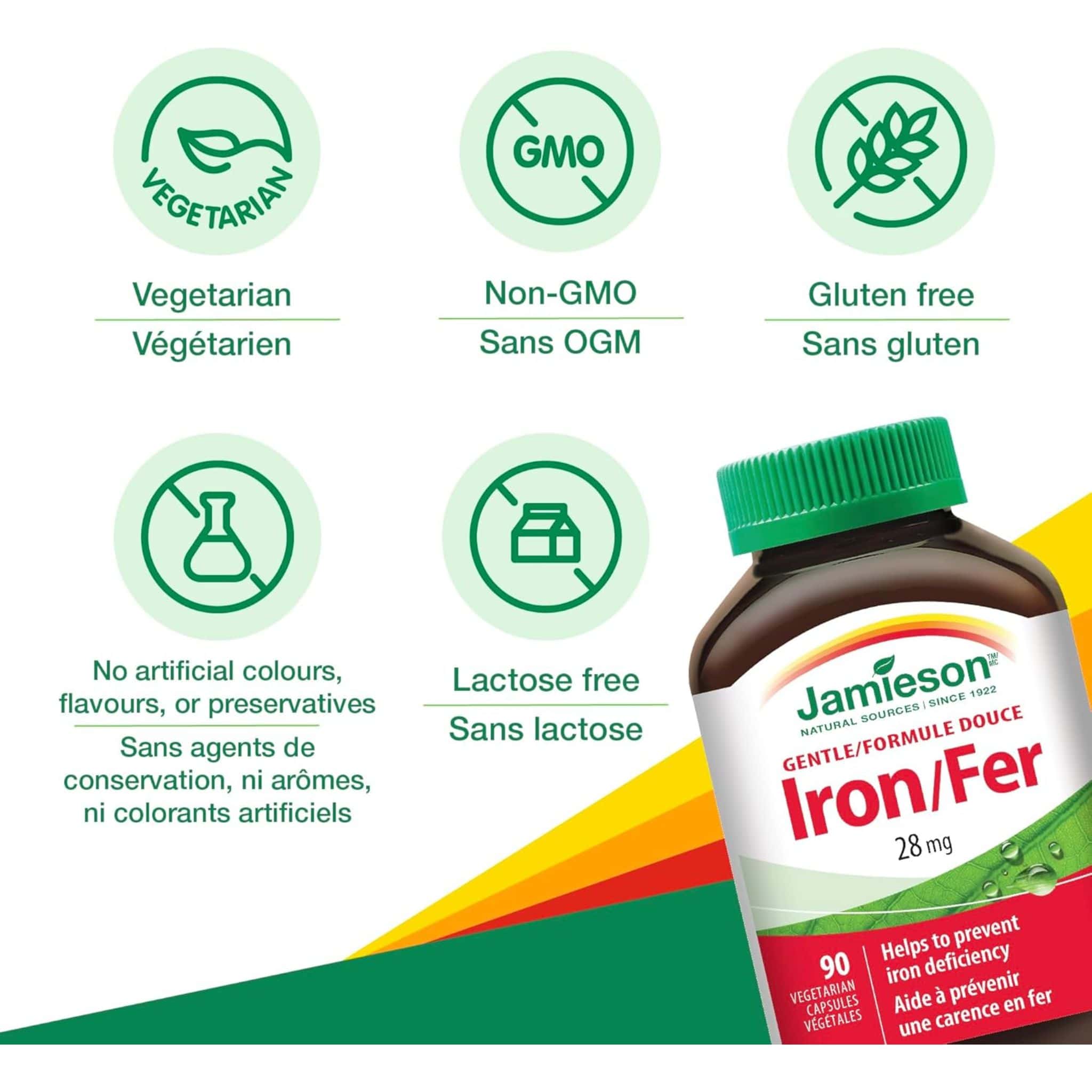 Jamieson Gentle Iron 28mg, 90 Capsules - Image 3