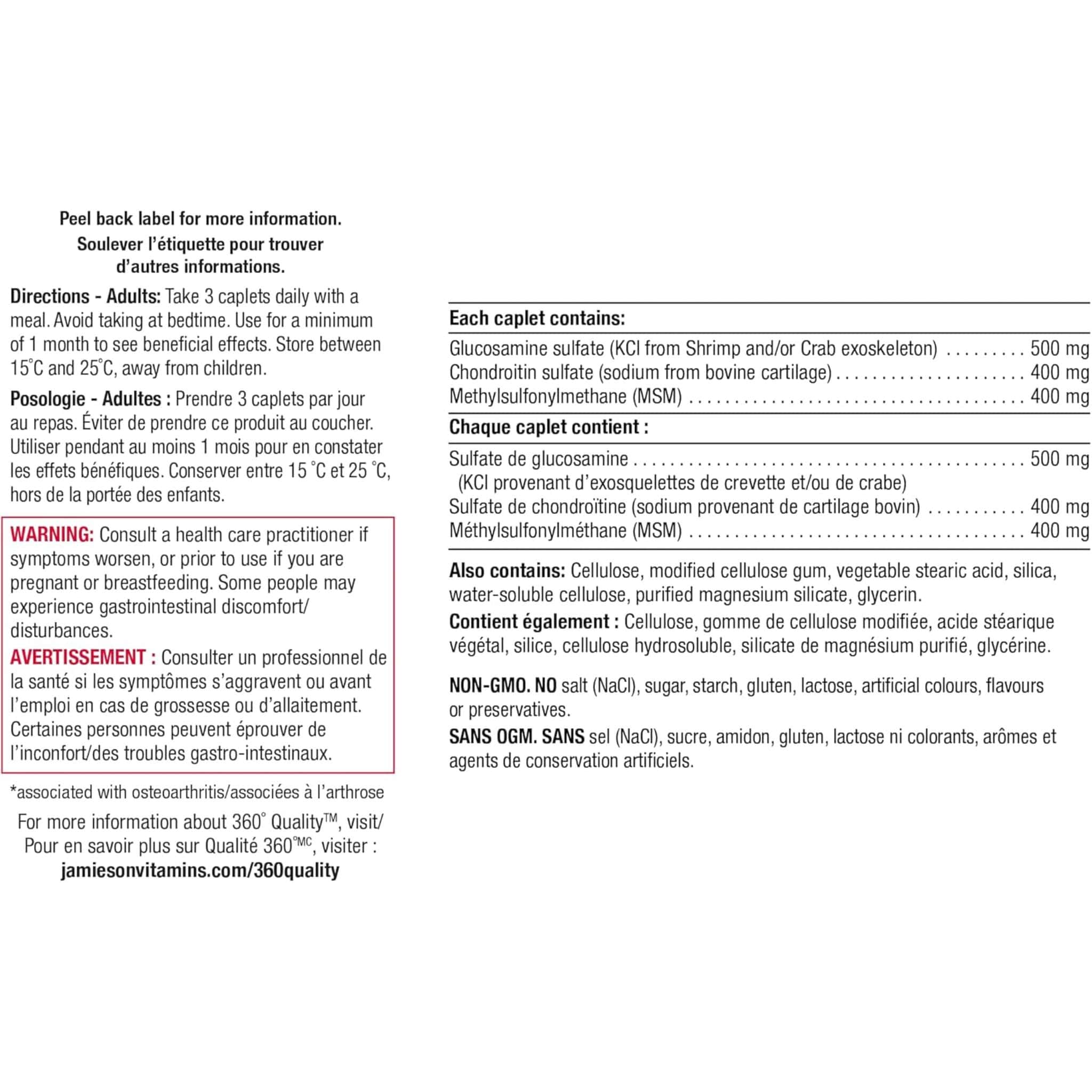 Jamieson Glucosamine Chondroitin MSM, 1300mg, 120 Caplets - Image 3