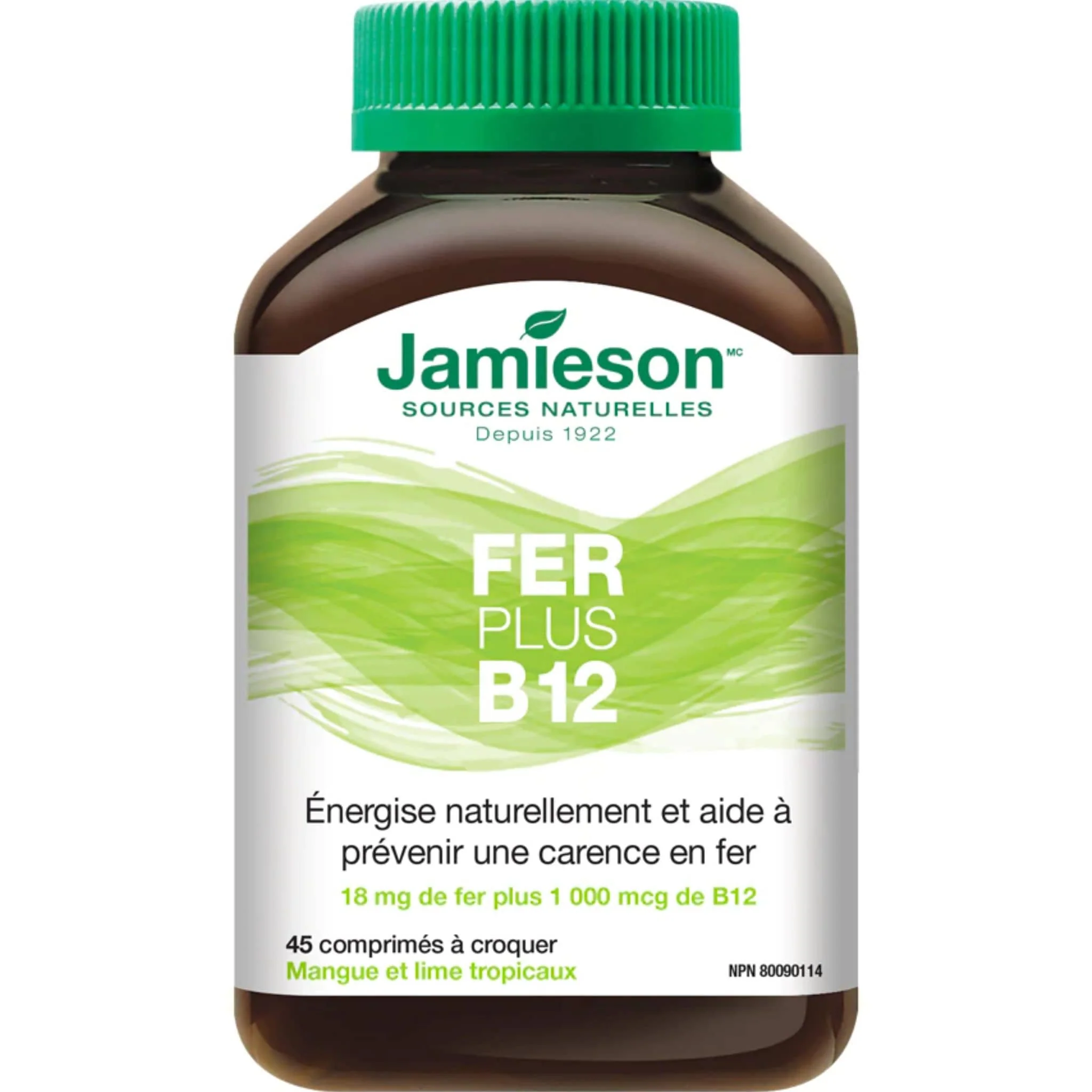 Jamieson Iron Plus B12,  Chewable Iron 18mg, B12 1,000mcg, 45 Chewable Tablets - Image 2