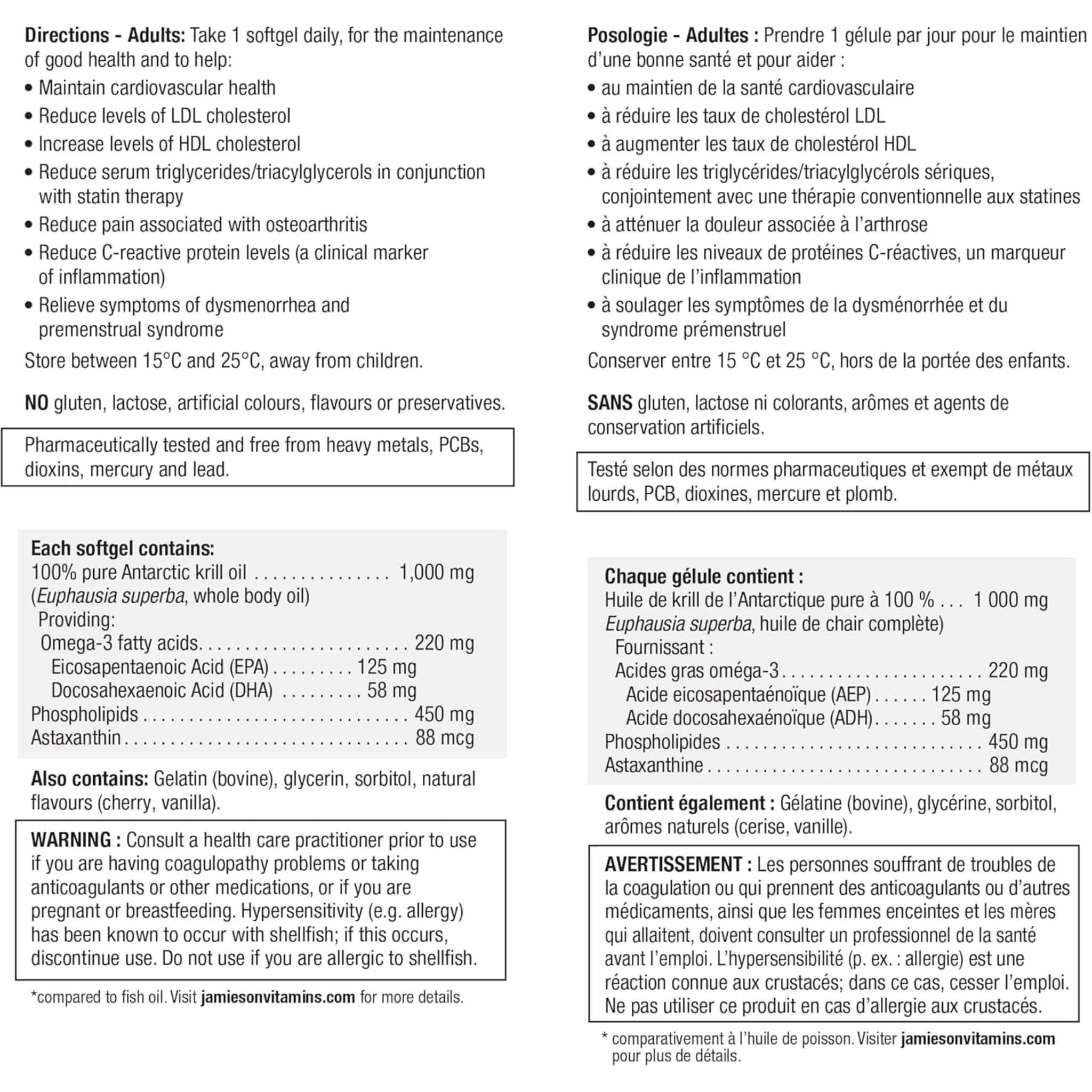 Jamieson Krill Oil, Ultra Strength, 1000mg, 30 Softgels - Image 6