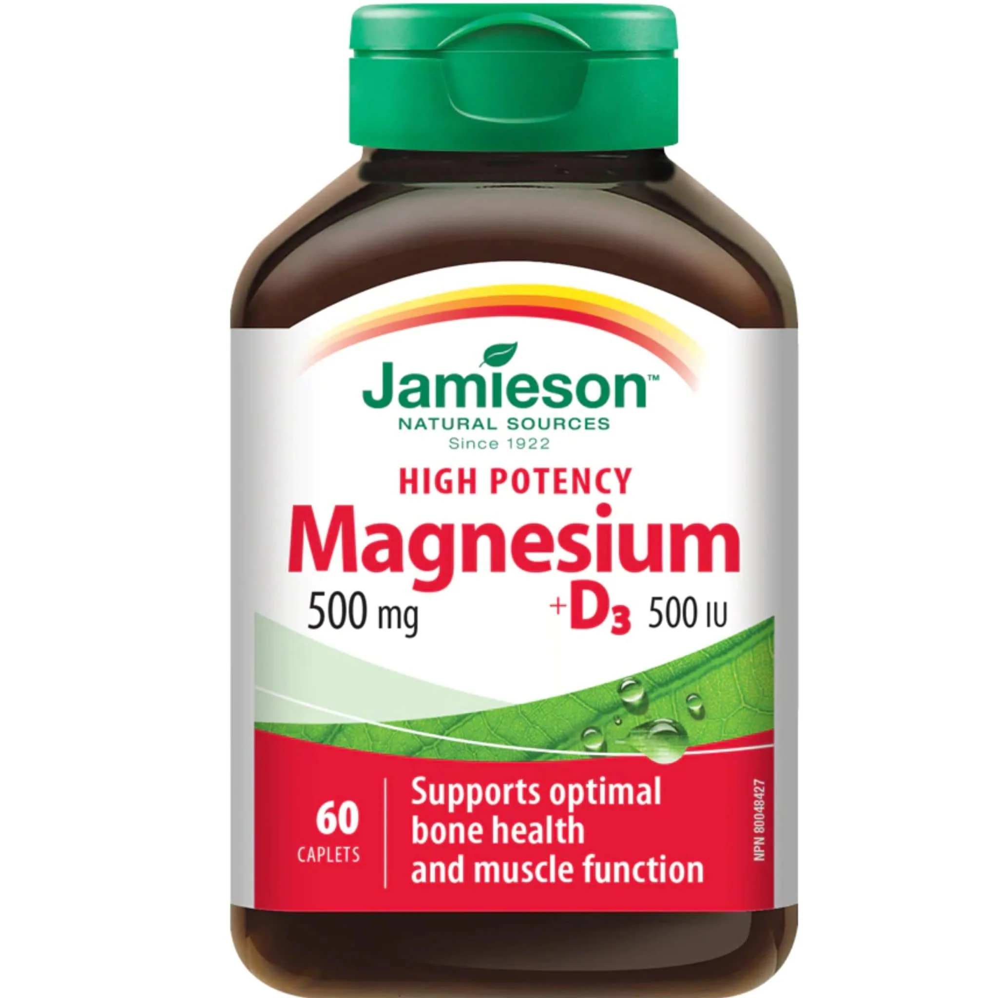 Jamieson Magnesium 500mg + Vitamin D 500IU, 60 Caplets