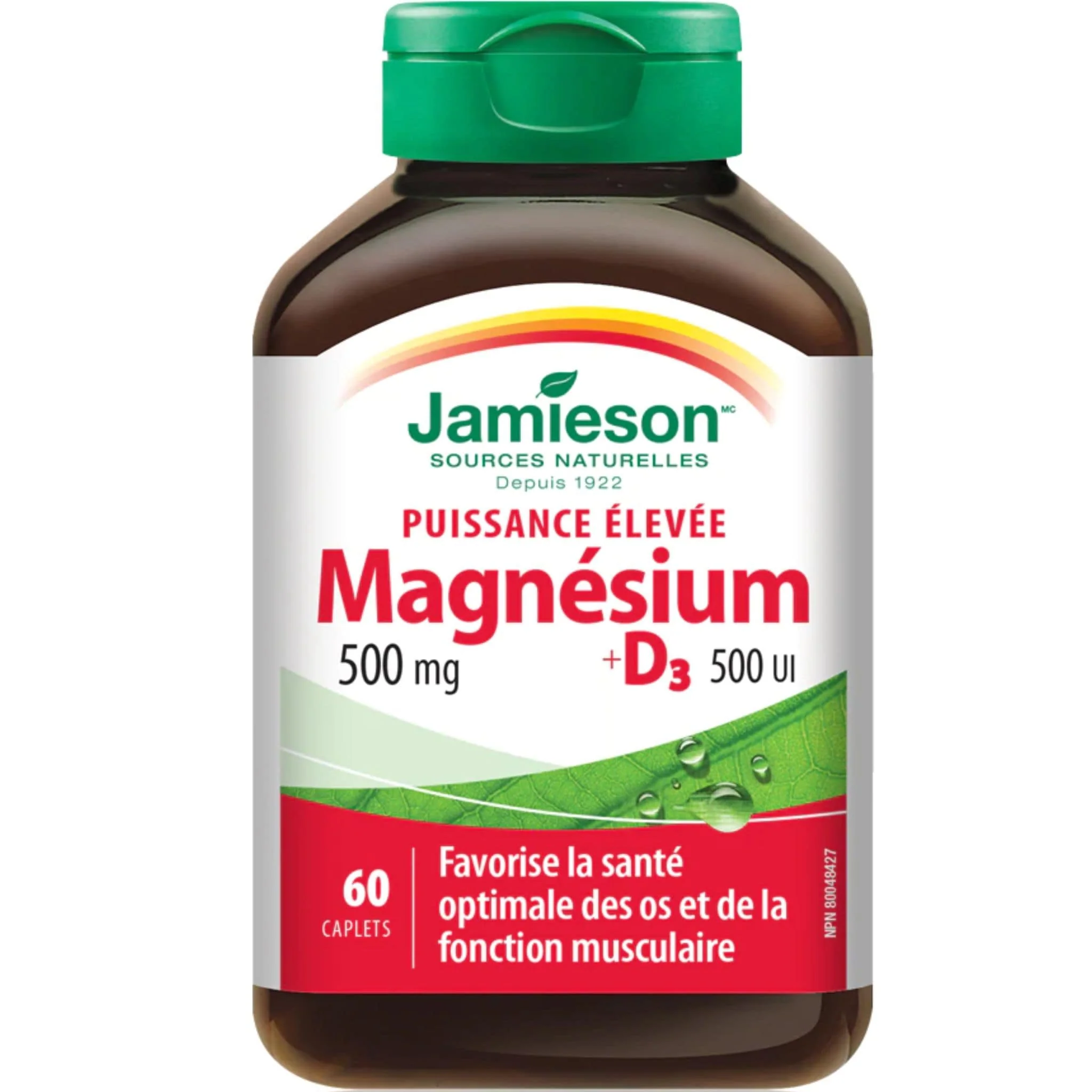 Jamieson Magnesium 500mg + Vitamin D 500IU, 60 Caplets - Image 2