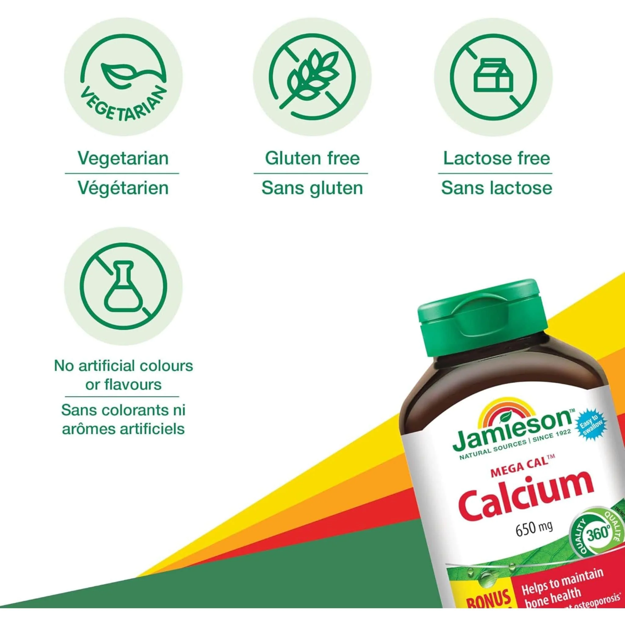 Jamieson Mega Cal Calcium 650mg, 120 Caplets - Image 4