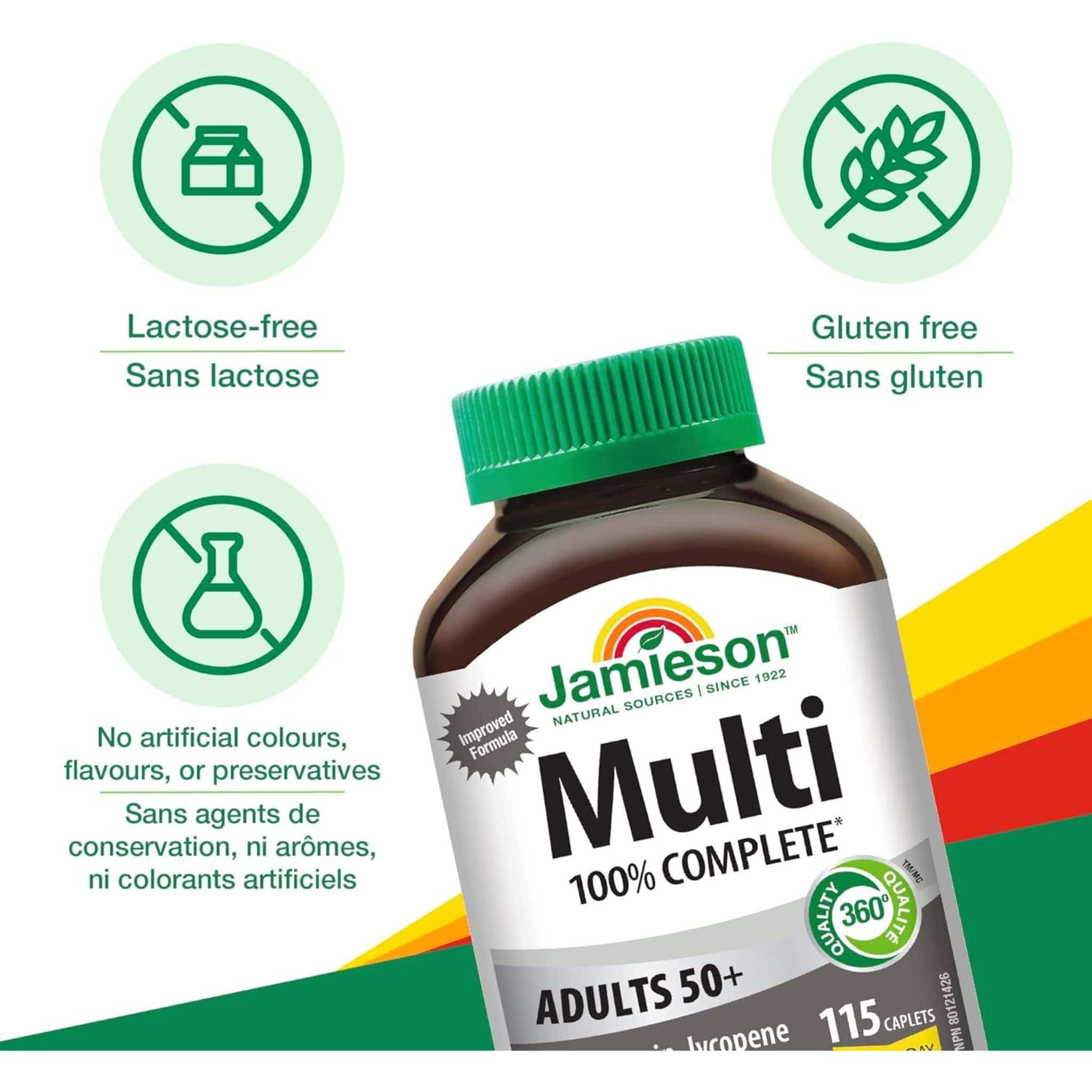 Jamieson Multi 100% Complete Multivitamin for Adults 50+, 115 Caplets, 50% off Clearance Pricing, Expires Nov, 2025 - Image 4