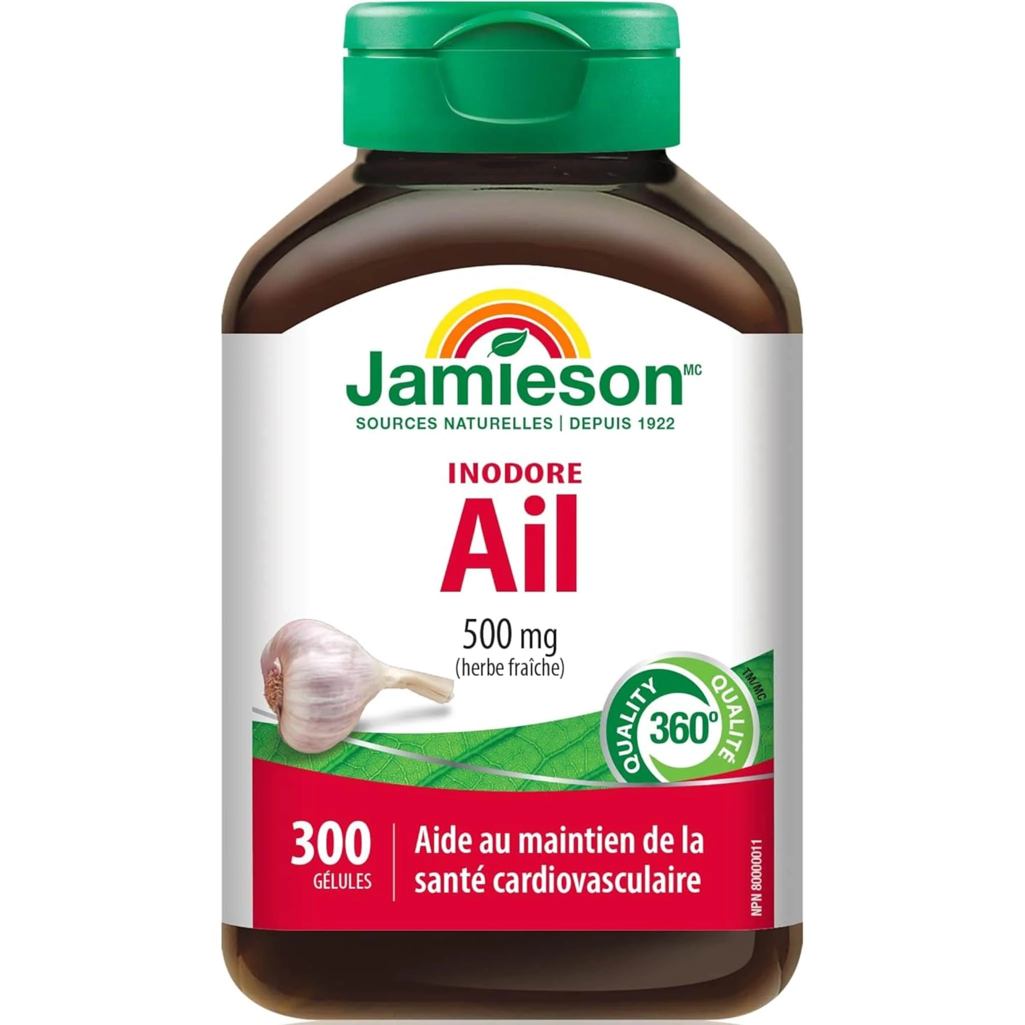 Jamieson Odourless Garlic  500mg Raw Herb, 300 Softgels - Image 2