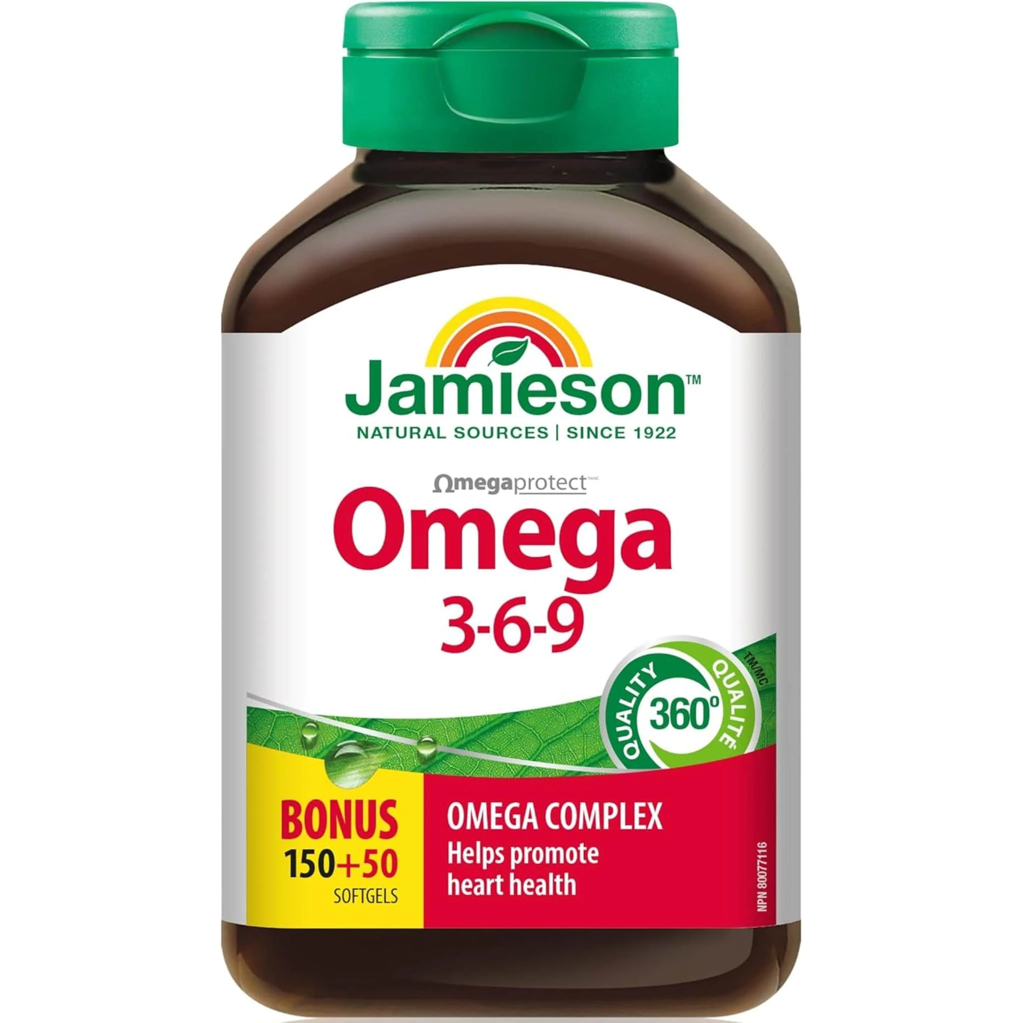 Jamieson Omega 3-6-9, 1200mg, 150+50 Free Softgels