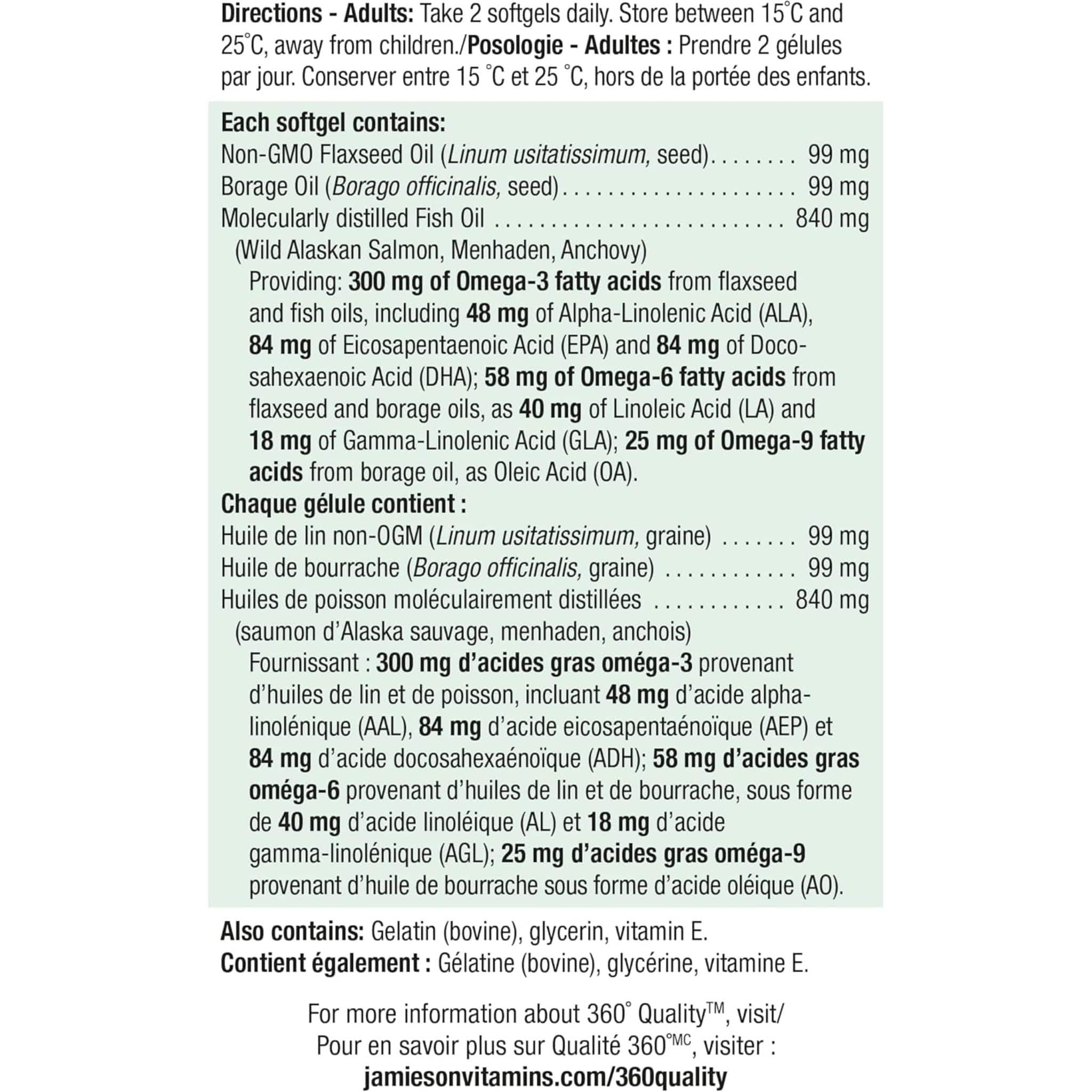 Jamieson Omega 3-6-9, 1200mg, 150+50 Free Softgels - Image 6