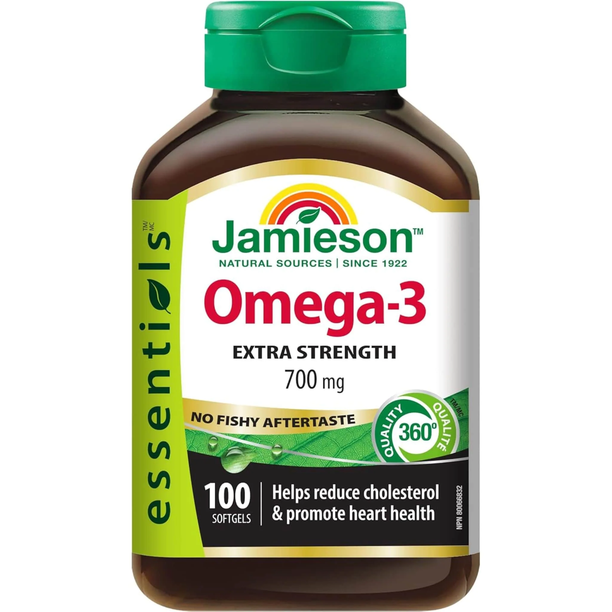 Jamieson Omega 3 Extra Strength (no fishy aftertaste), 100 Softgels