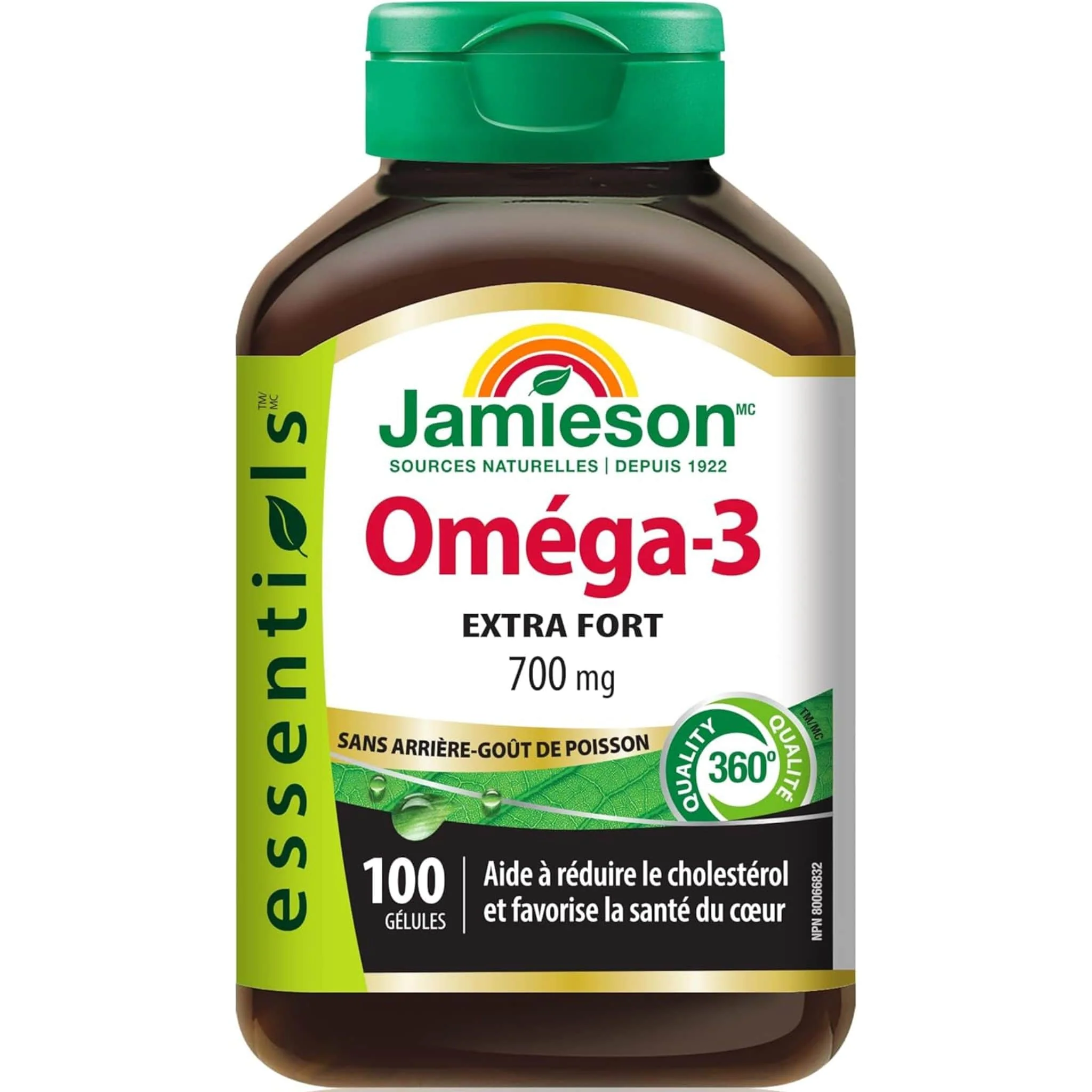 Jamieson Omega 3 Extra Strength (no fishy aftertaste), 100 Softgels - Image 2