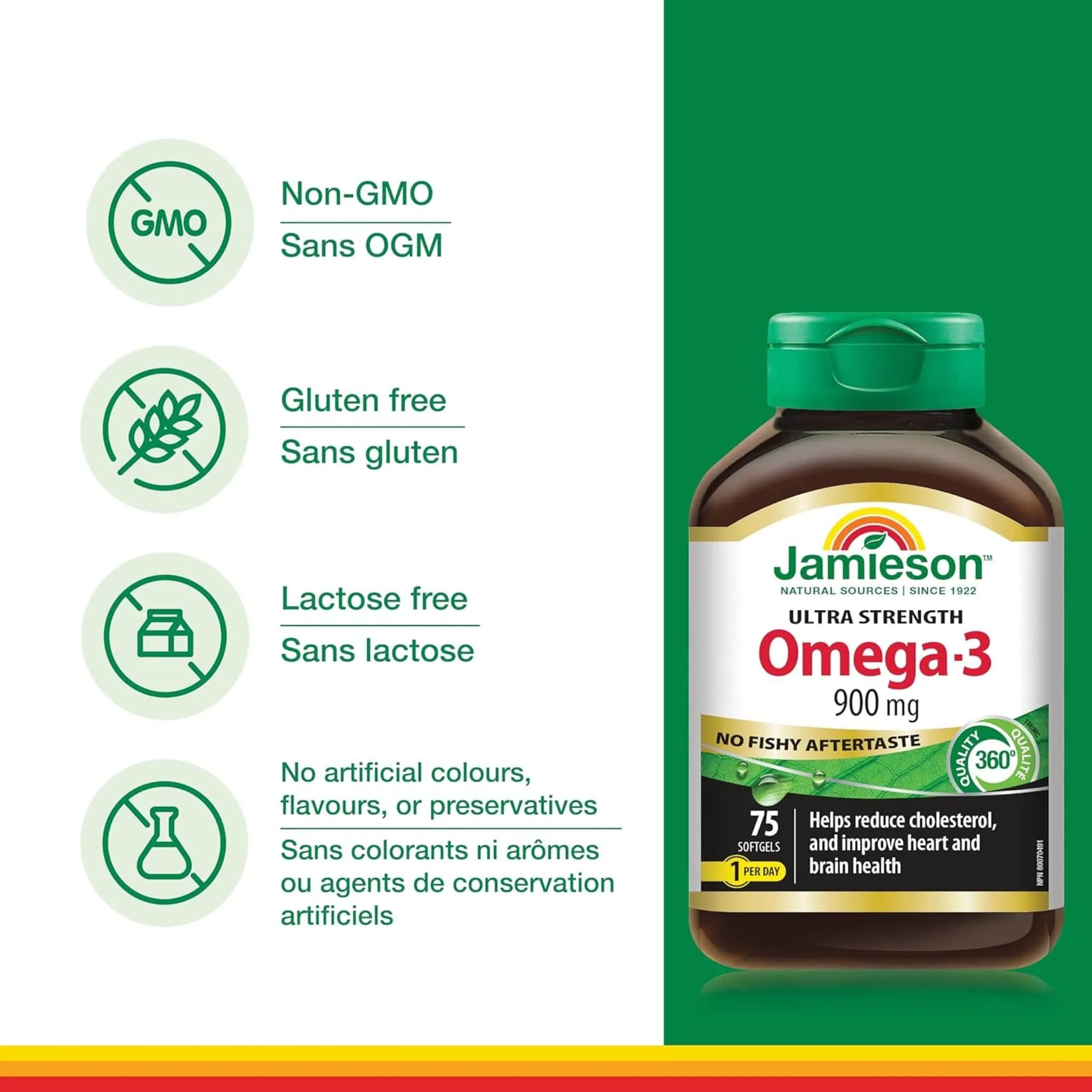 Jamieson Omega 3, Ultra Strength, 900mg, 75 Softgels - Image 4