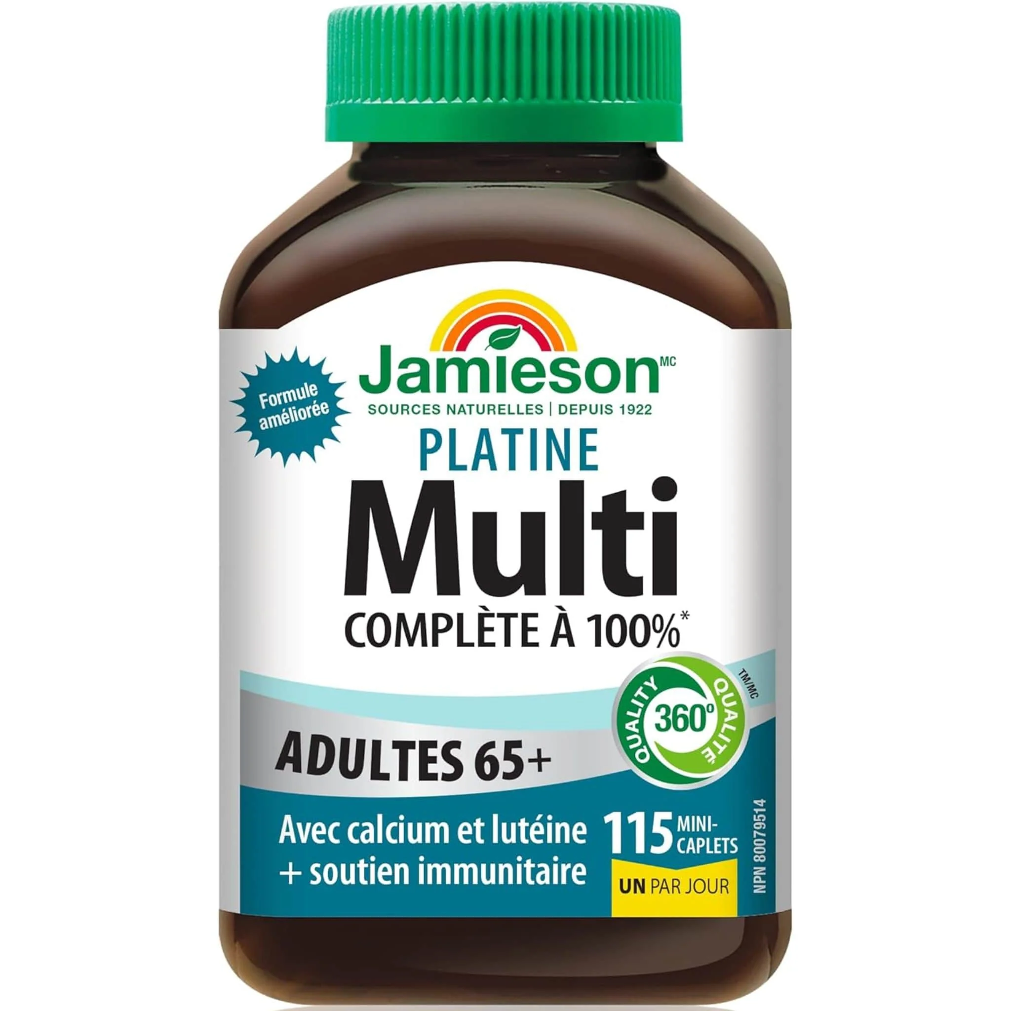 Jamieson Platinum Multi 100% Complete Multivitamin for Adults 65+, 115 Caplets - Image 2