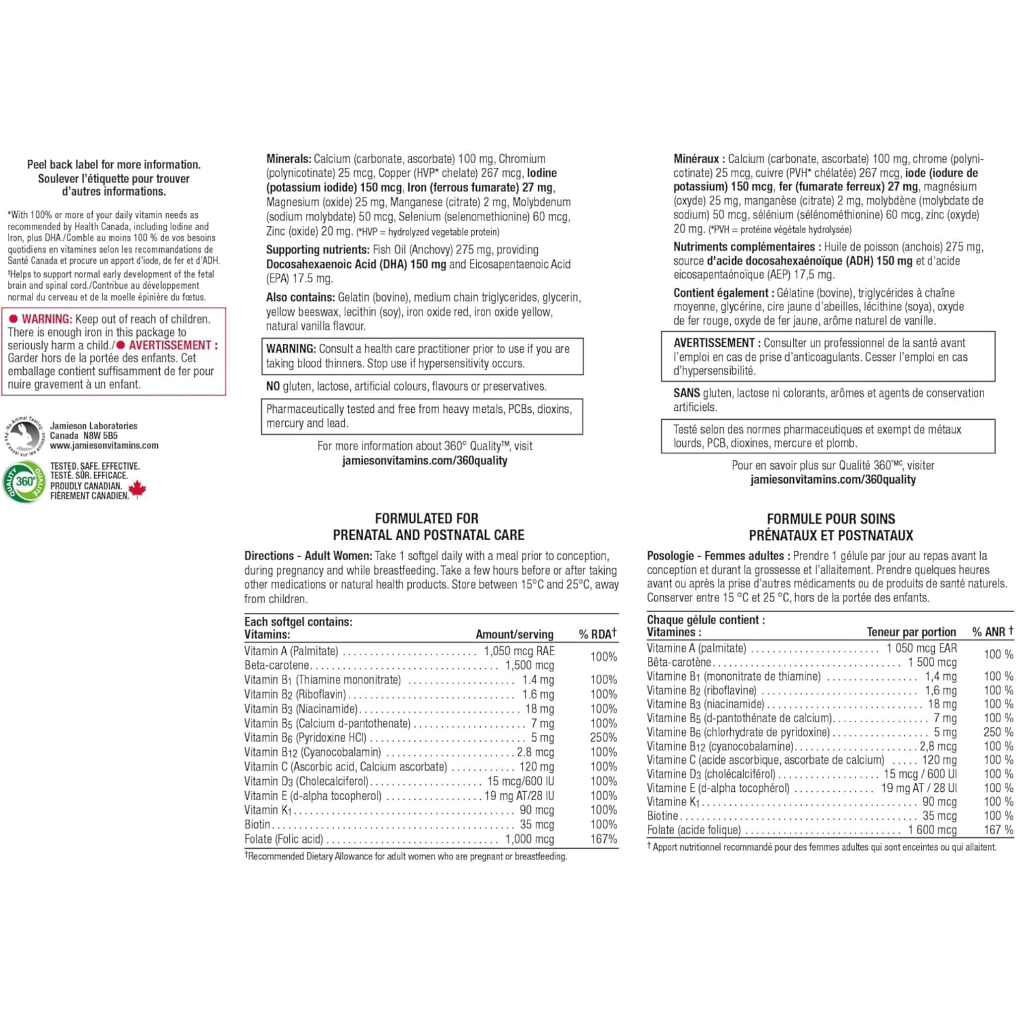 Jamieson Prenatal Complete Multivitamin with DHA, 60 Softgels - Image 5