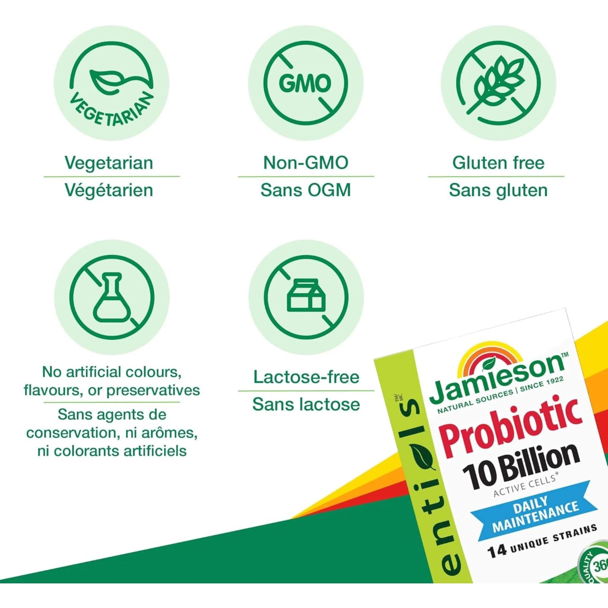 Jamieson Probiotic 10 Billion, 14 Unique Strains, 60 Vegetable Capsules - Image 3
