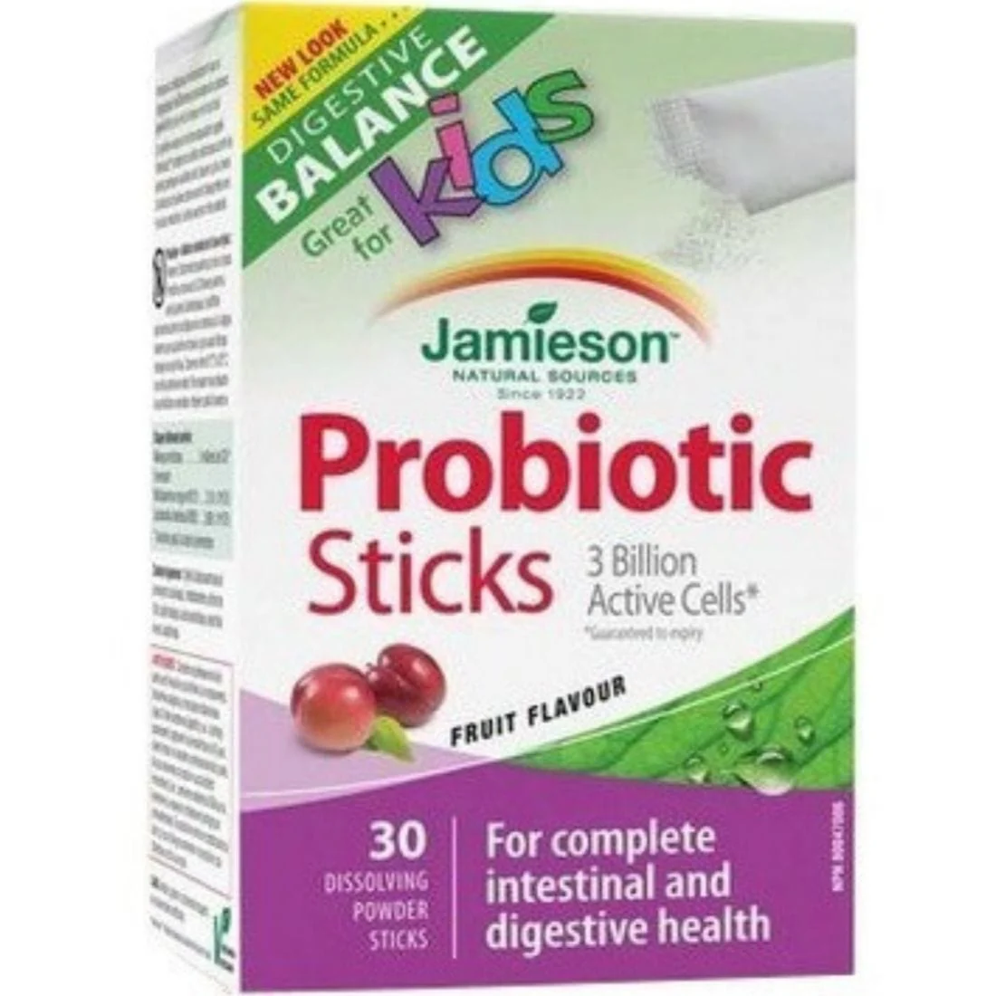 Jamieson Probiotic Kids Sticks 3 Billion (Fruit Flavour), 30 Dissolving Powder Sticks - Image 2