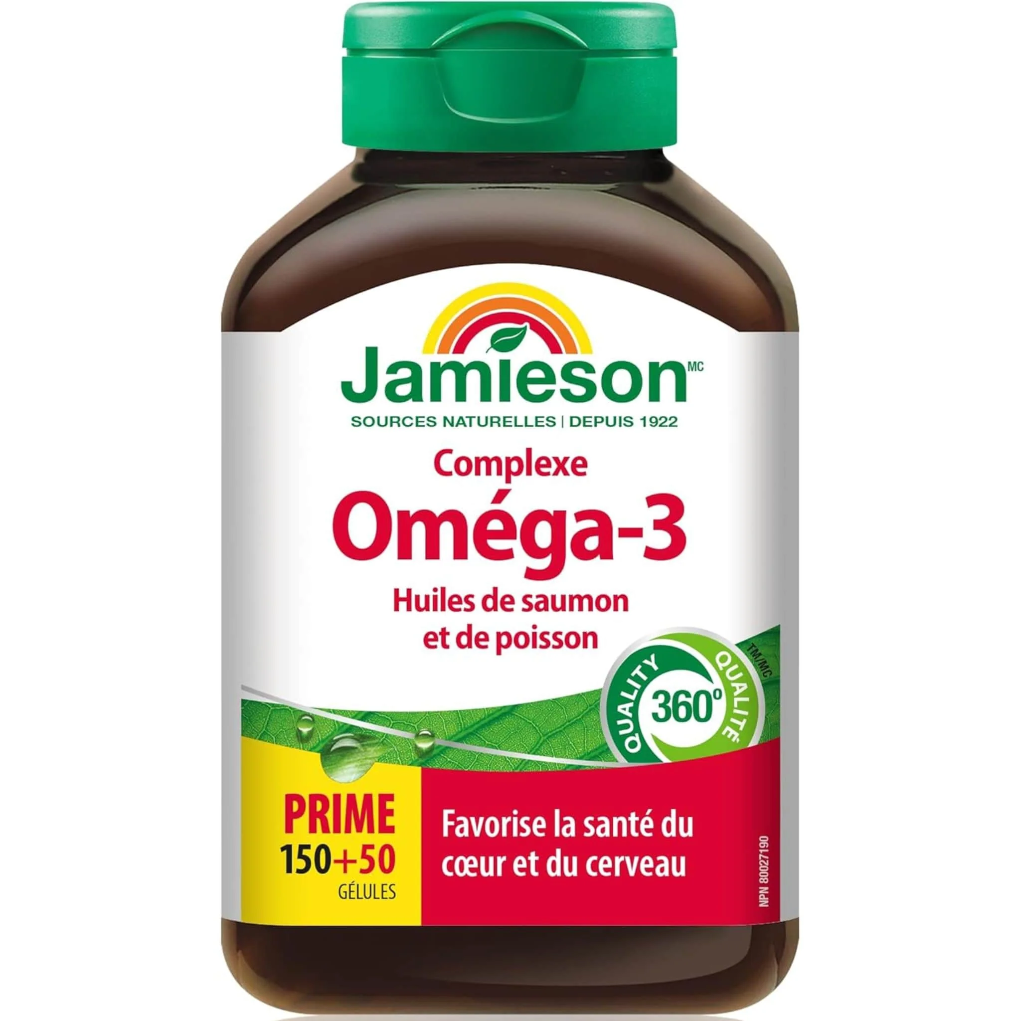 Jamieson Salmon & Fish Oils Omega-3 Complex, Bonus! 150+50 Free Softgels - Image 2