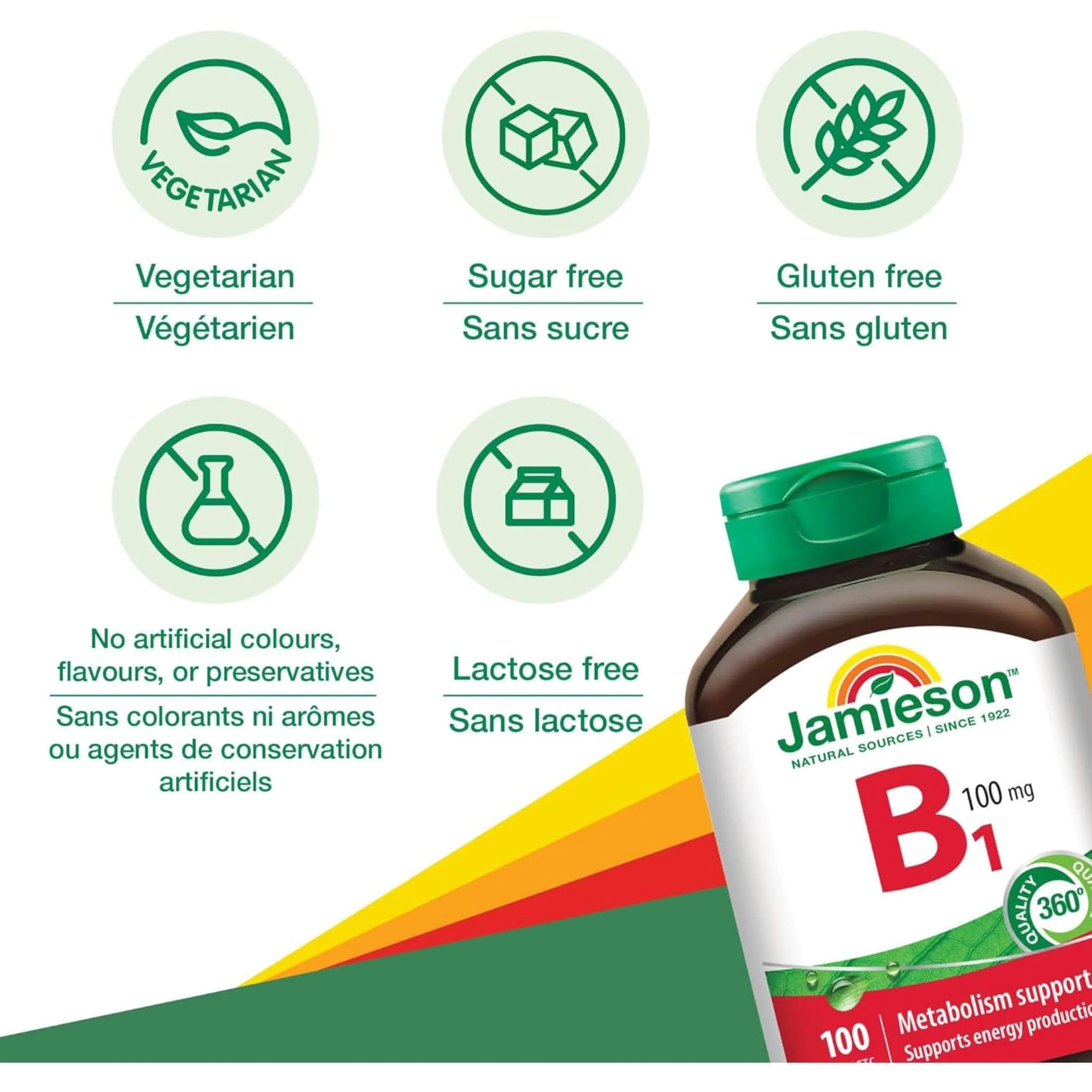 Jamieson Vitamin B1 100mg,Thiamine 100mg, 100 Tablets - Image 4