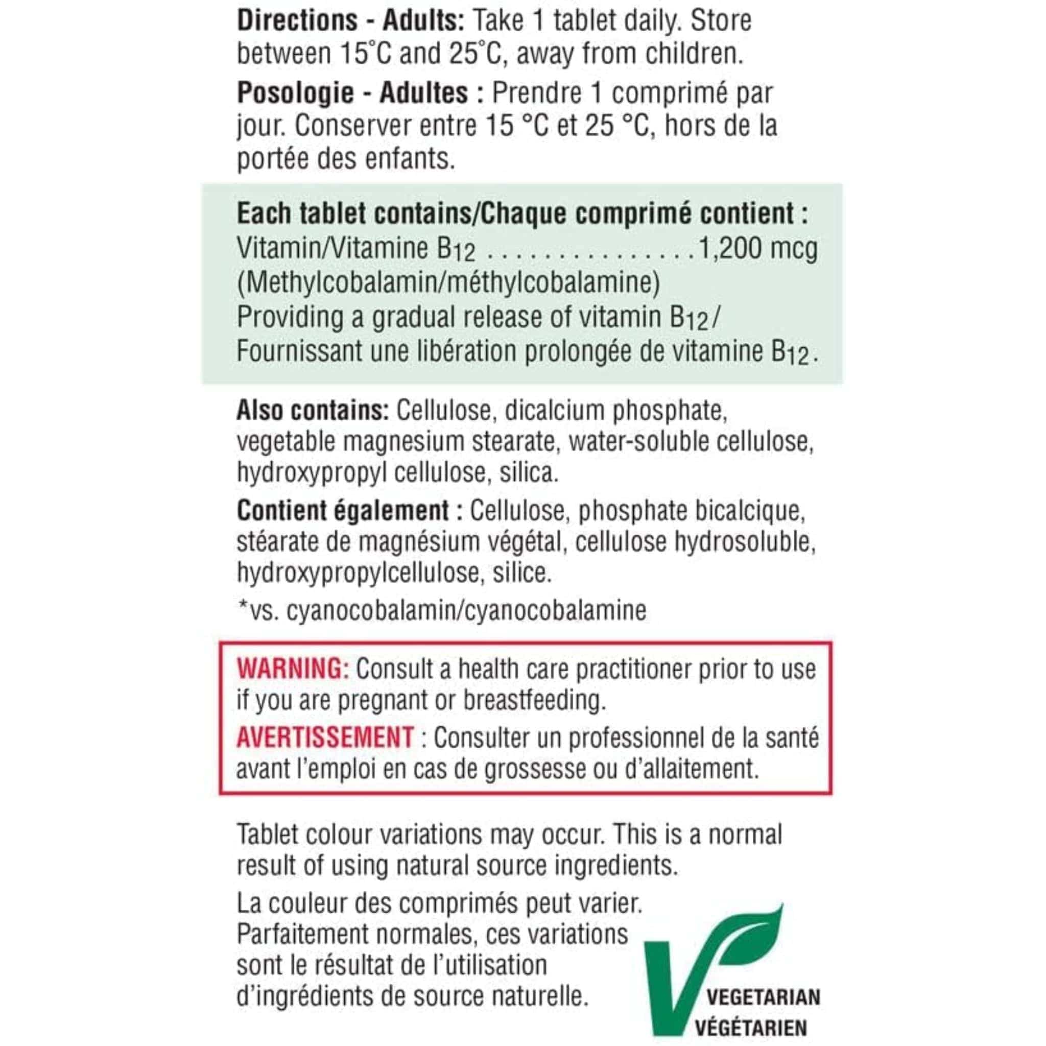 Jamieson Vitamin B12 (Cobalamin), Timed Release, 1200mcg, 60+20 Free Tablets - Image 5