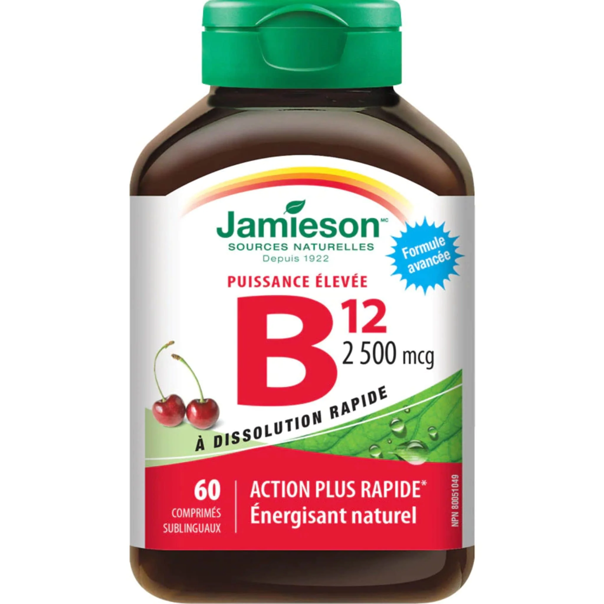 Jamieson Vitamin B12 2,500mcg Methylcobalamin, Cherry, 60 Sublingual Fast Dissolving Tablets - Image 2