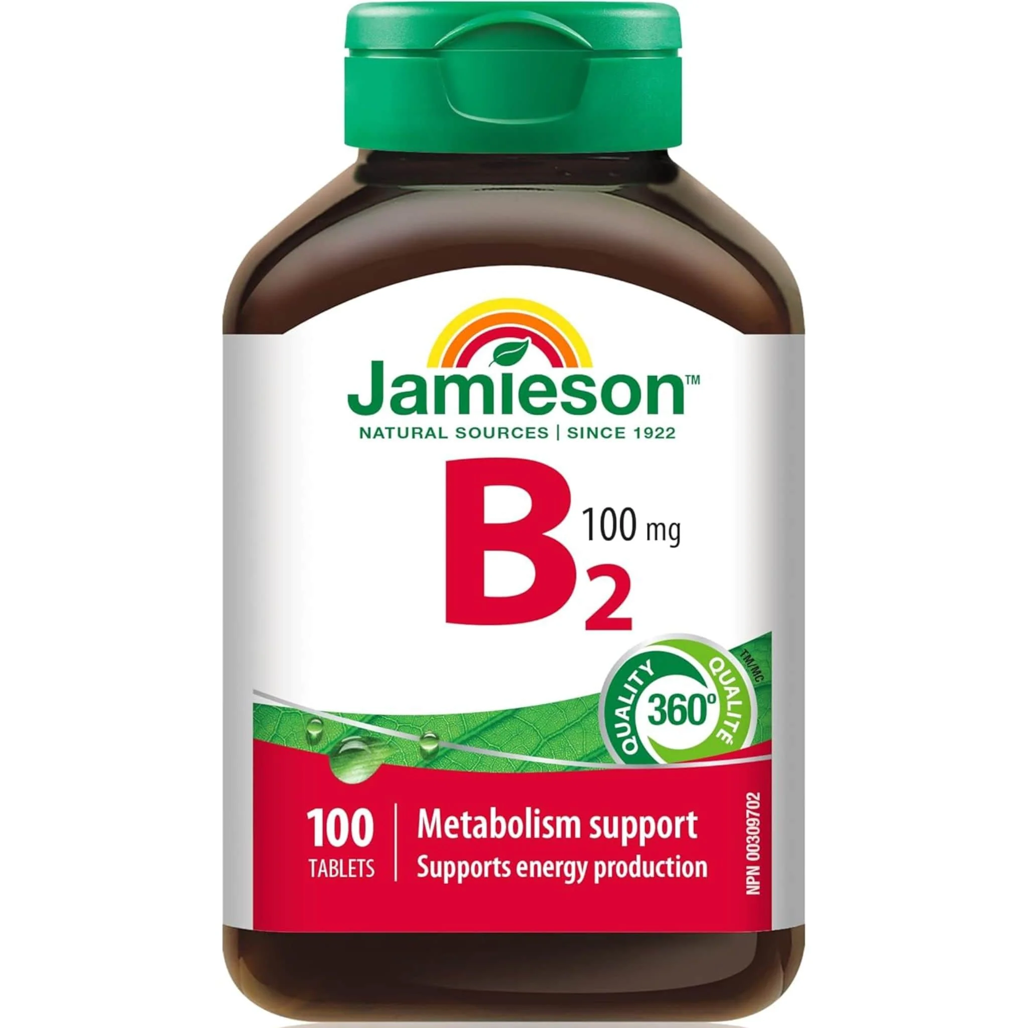 Jamieson Vitamin B2 100mg, Riboflavin, 100 Tablets