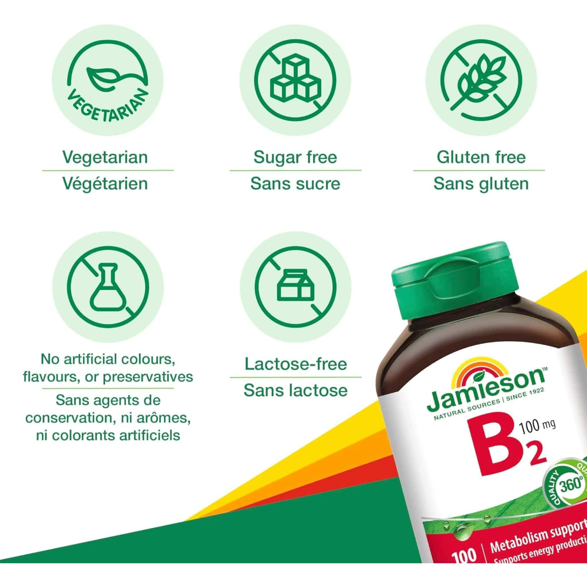 Jamieson Vitamin B2 100mg, Riboflavin, 100 Tablets - Image 4