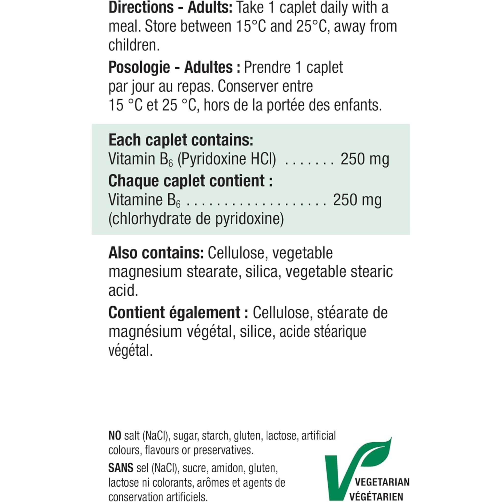 Jamieson Vitamin B6 (Pyridoxine), 250mg, 100 Caplets - Image 3