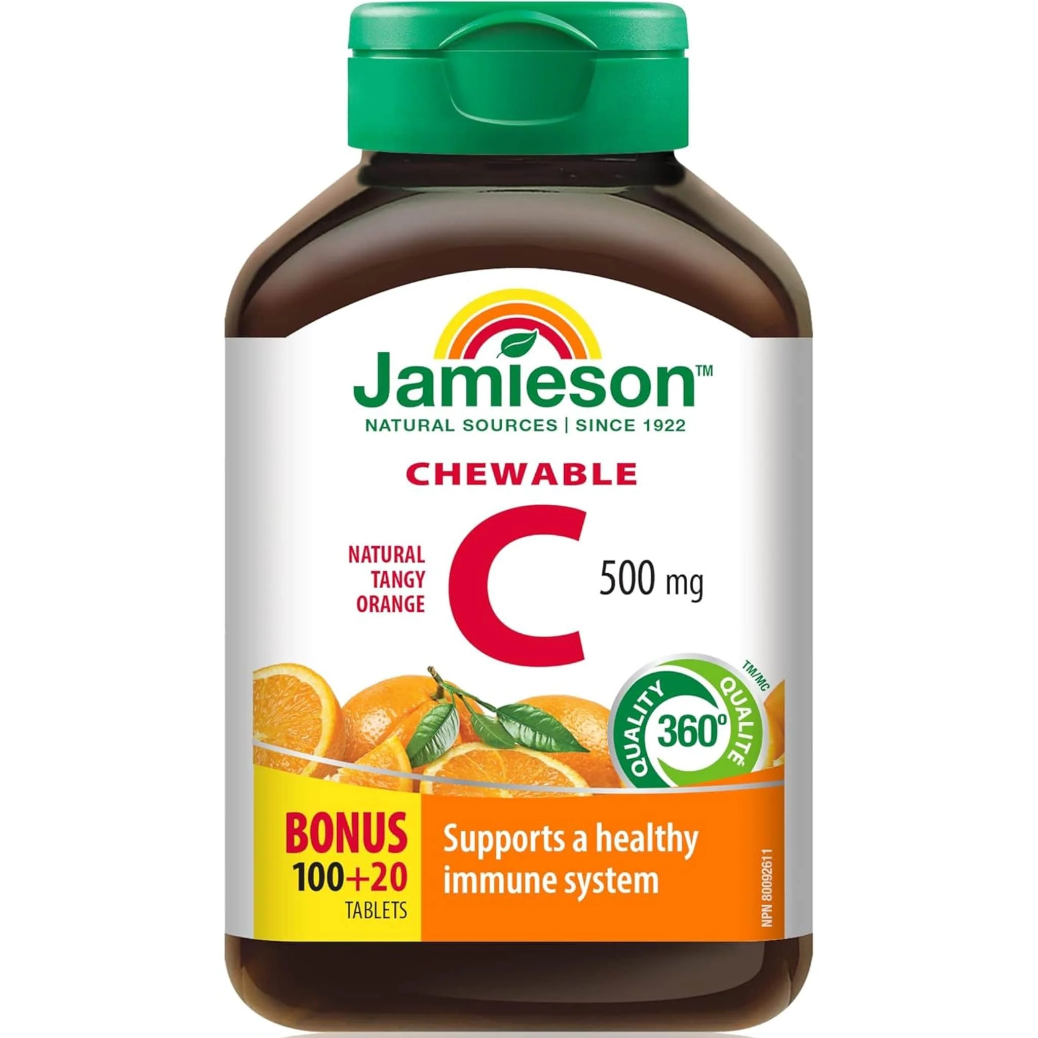 Jamieson Chewable Vitamin C 500mg, 120 Chewable Tablets