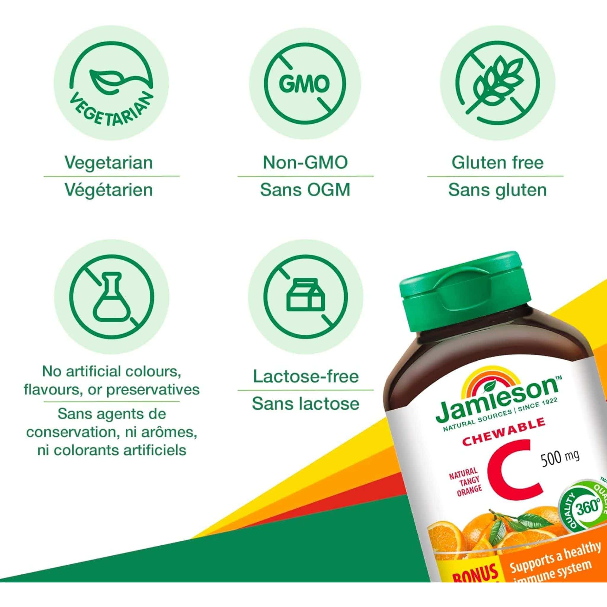 Jamieson Chewable Vitamin C 500mg, 120 Chewable Tablets - Image 10
